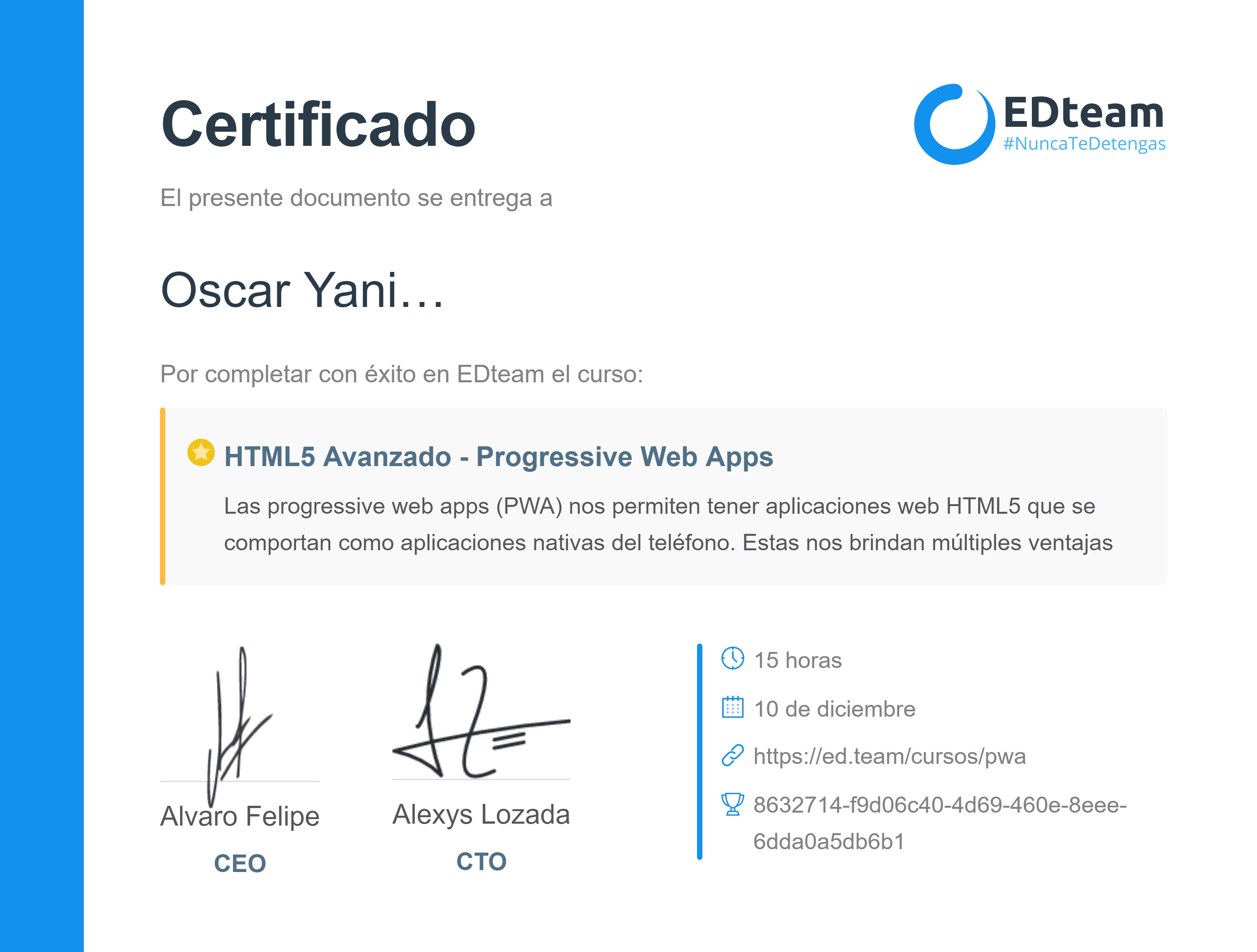 Certificado de curso