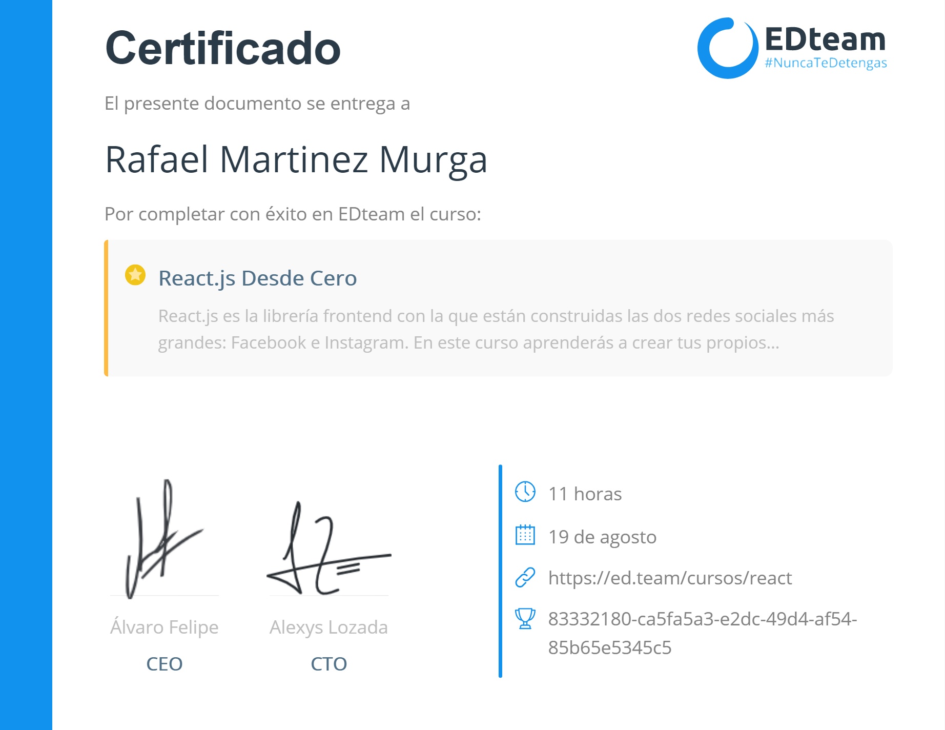 Certificado de curso