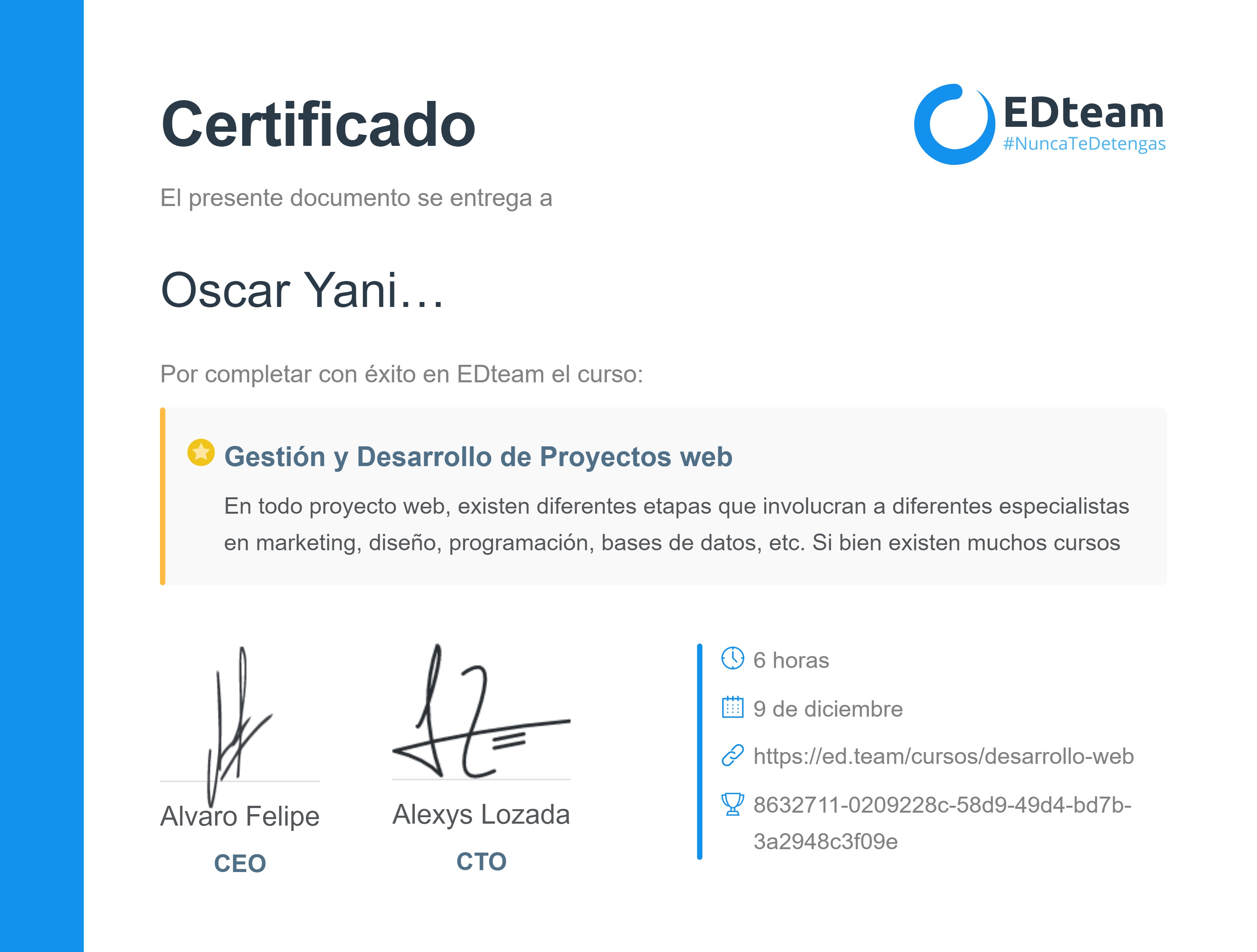 Certificado de curso