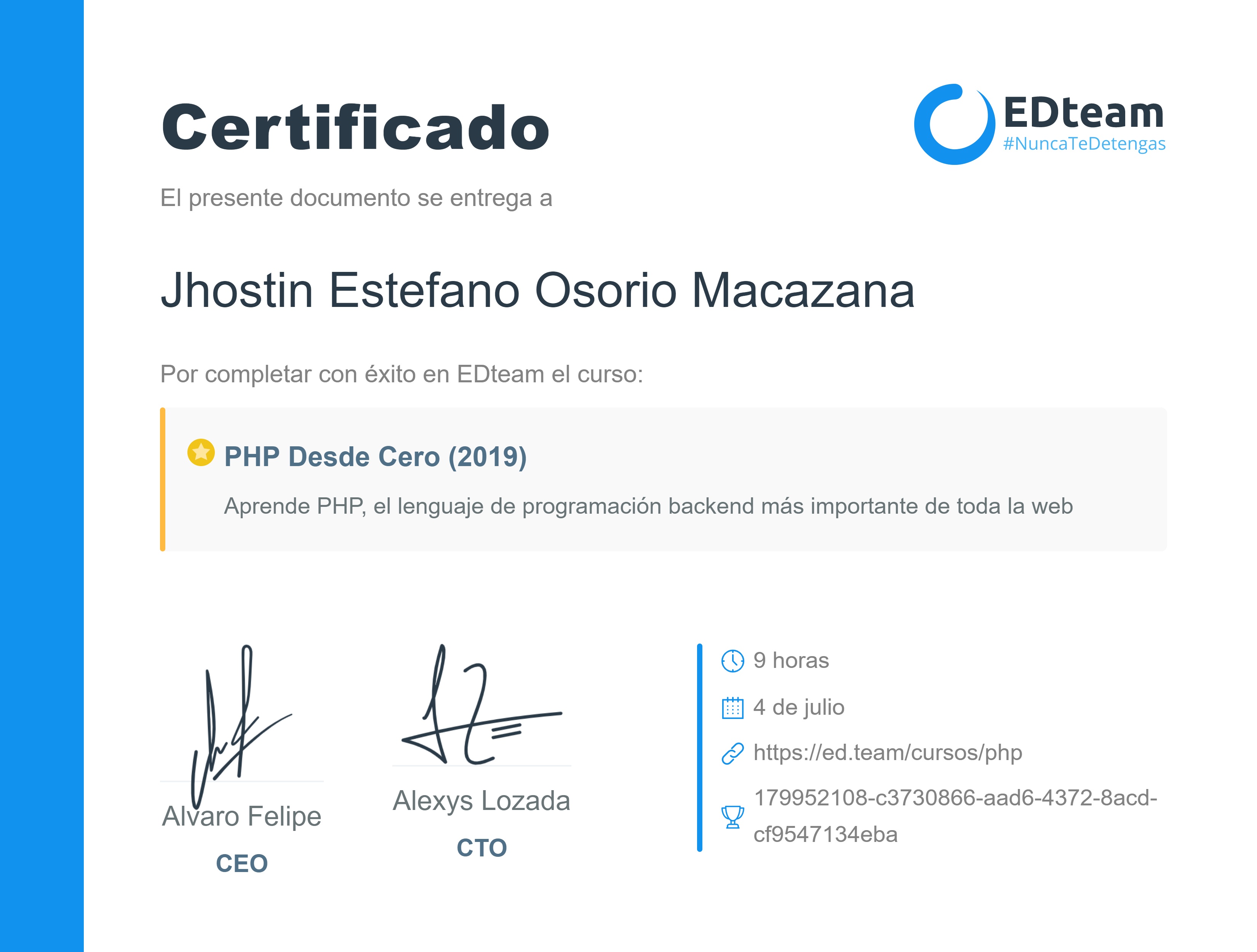 Certificado de curso
