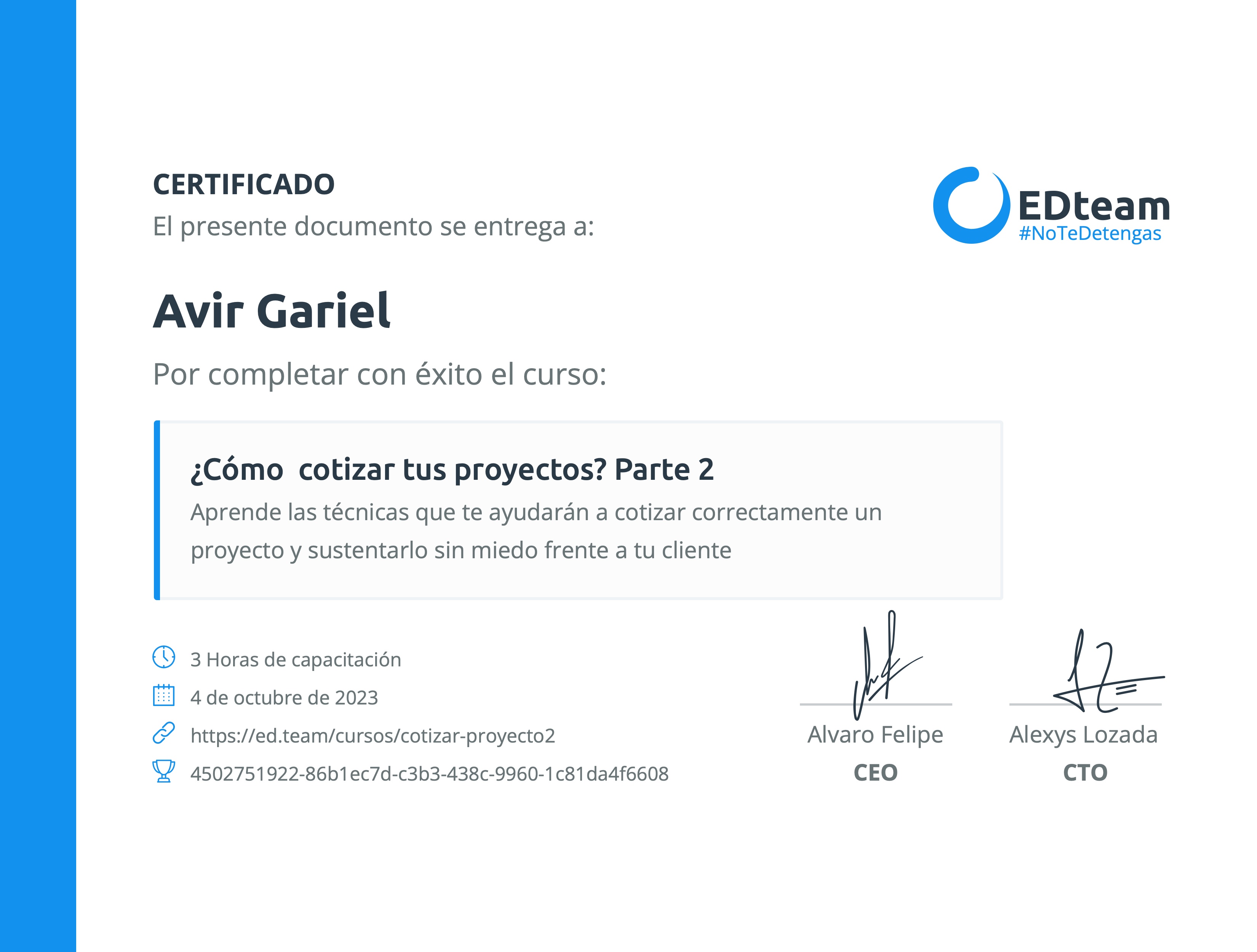 Certificado de curso