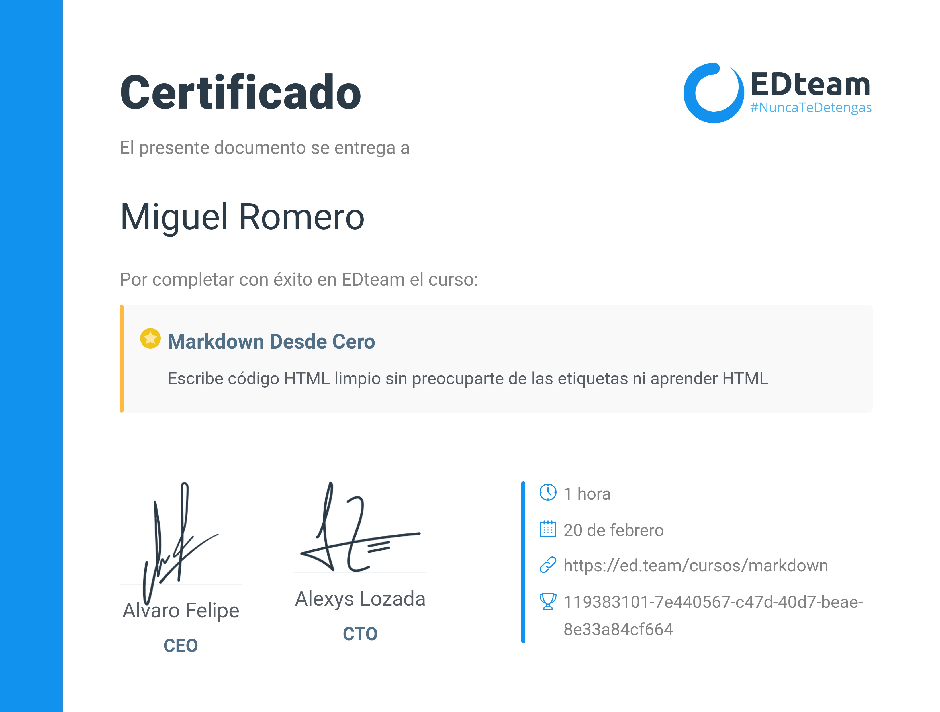 Certificado de curso