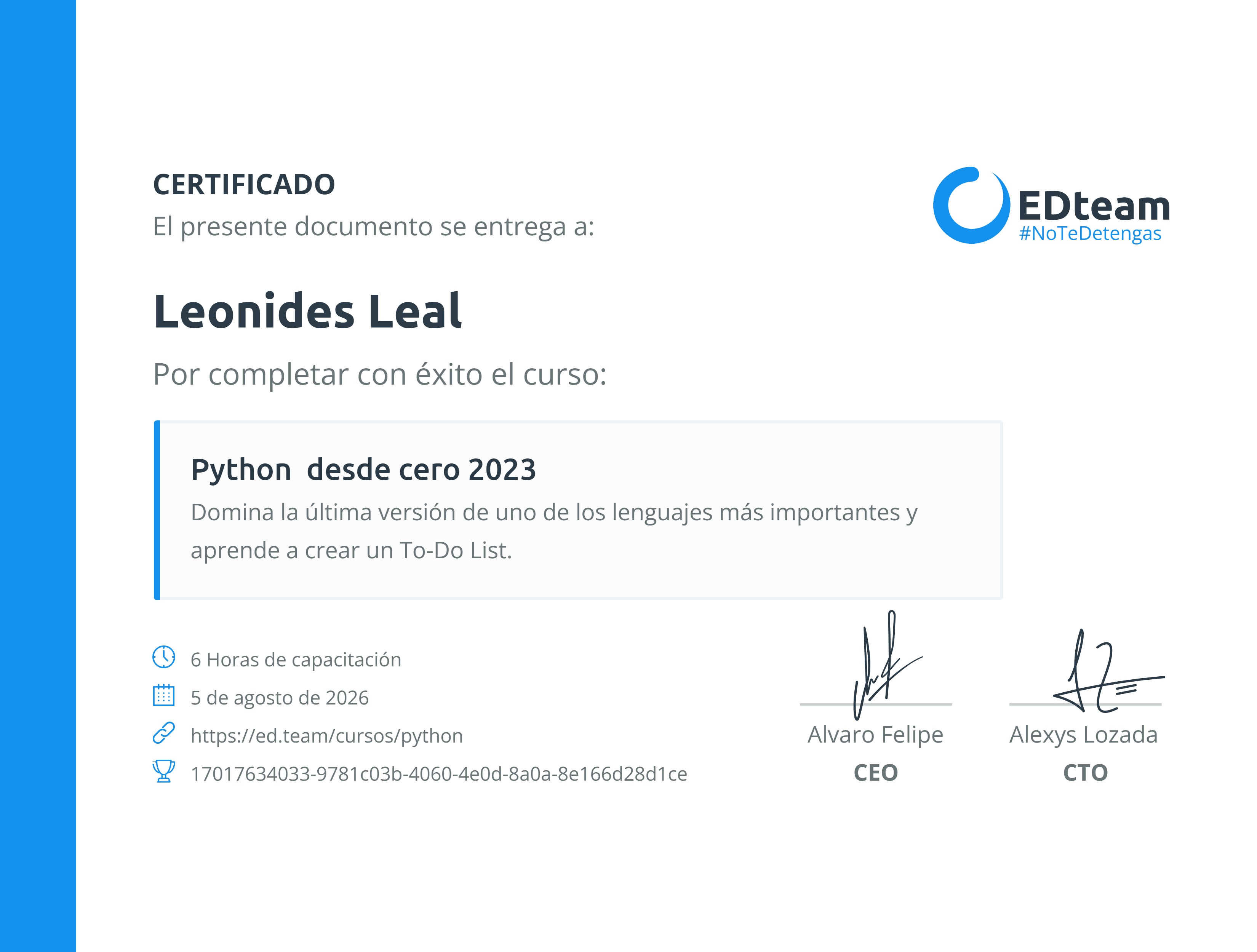 Certificado de curso