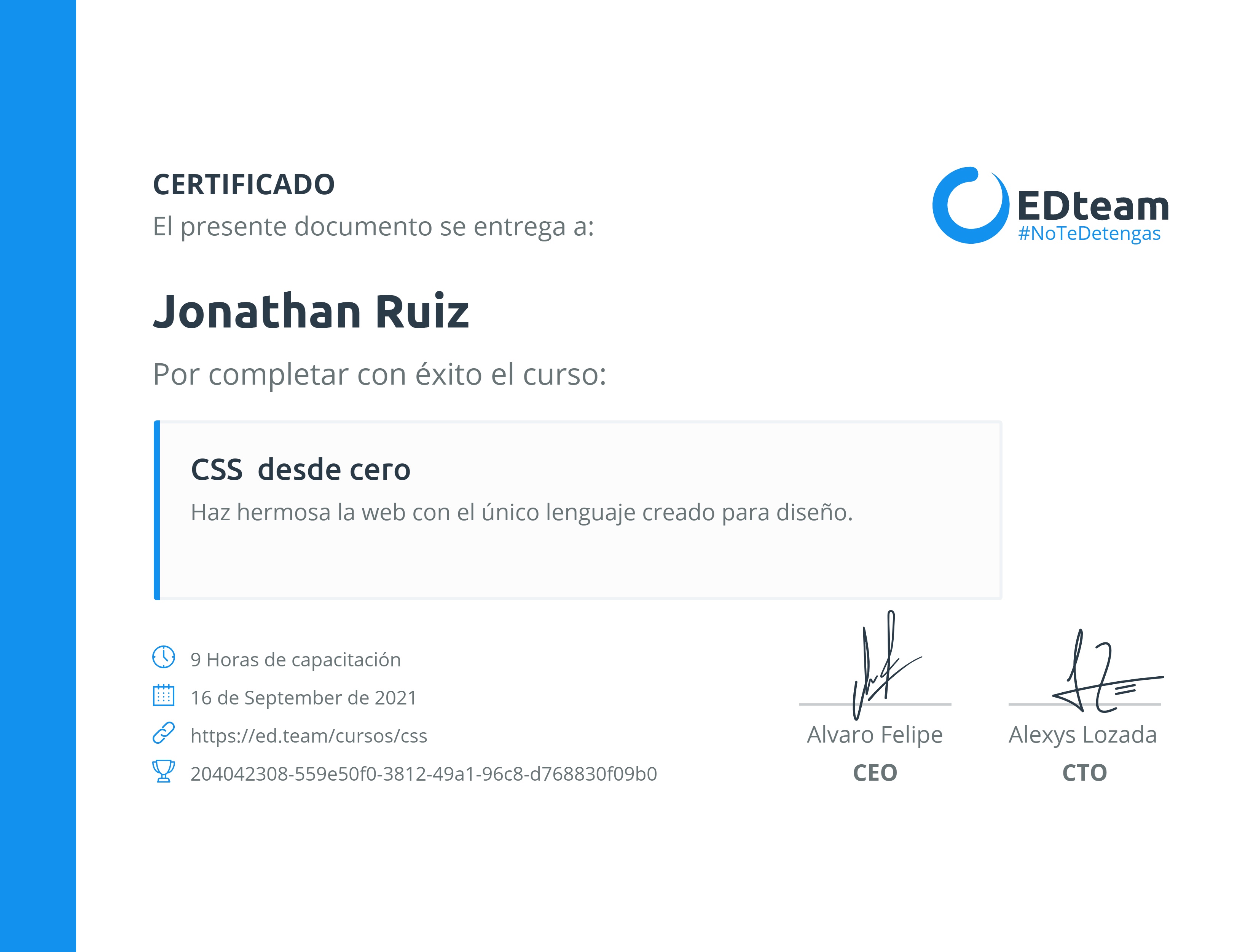 Certificado de curso