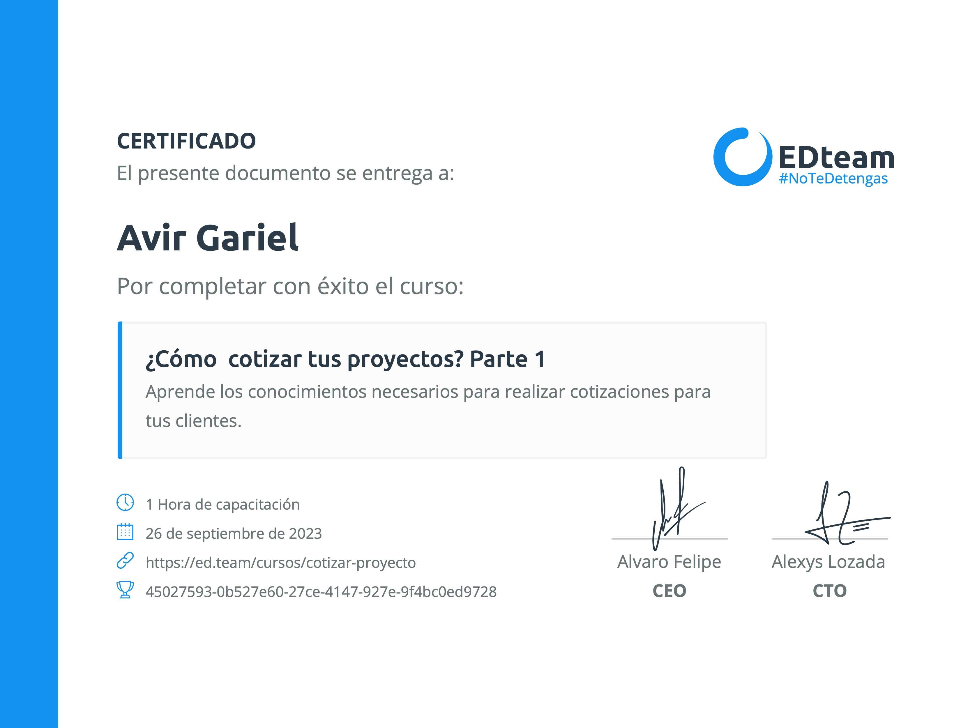 Certificado de curso