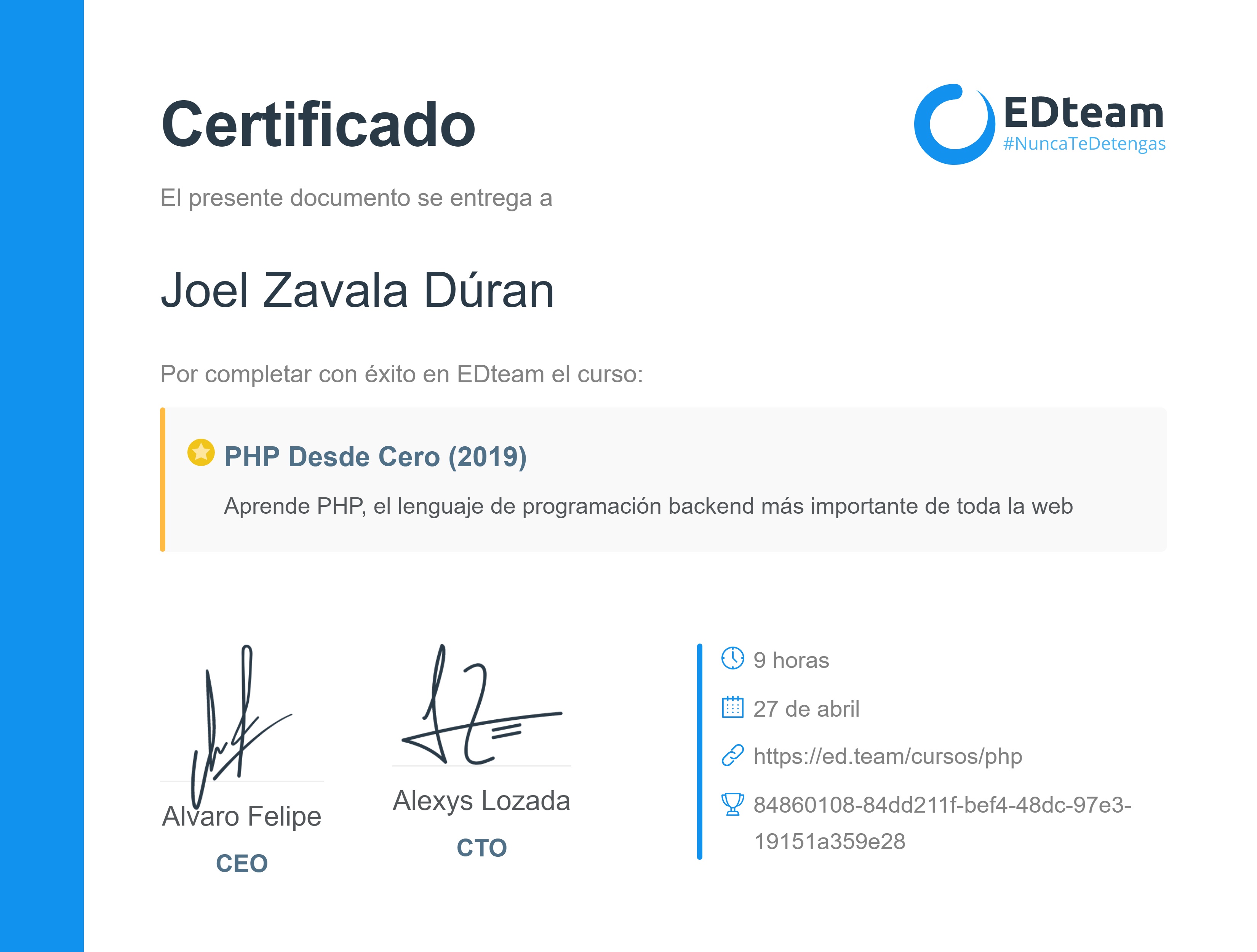 Certificado de curso