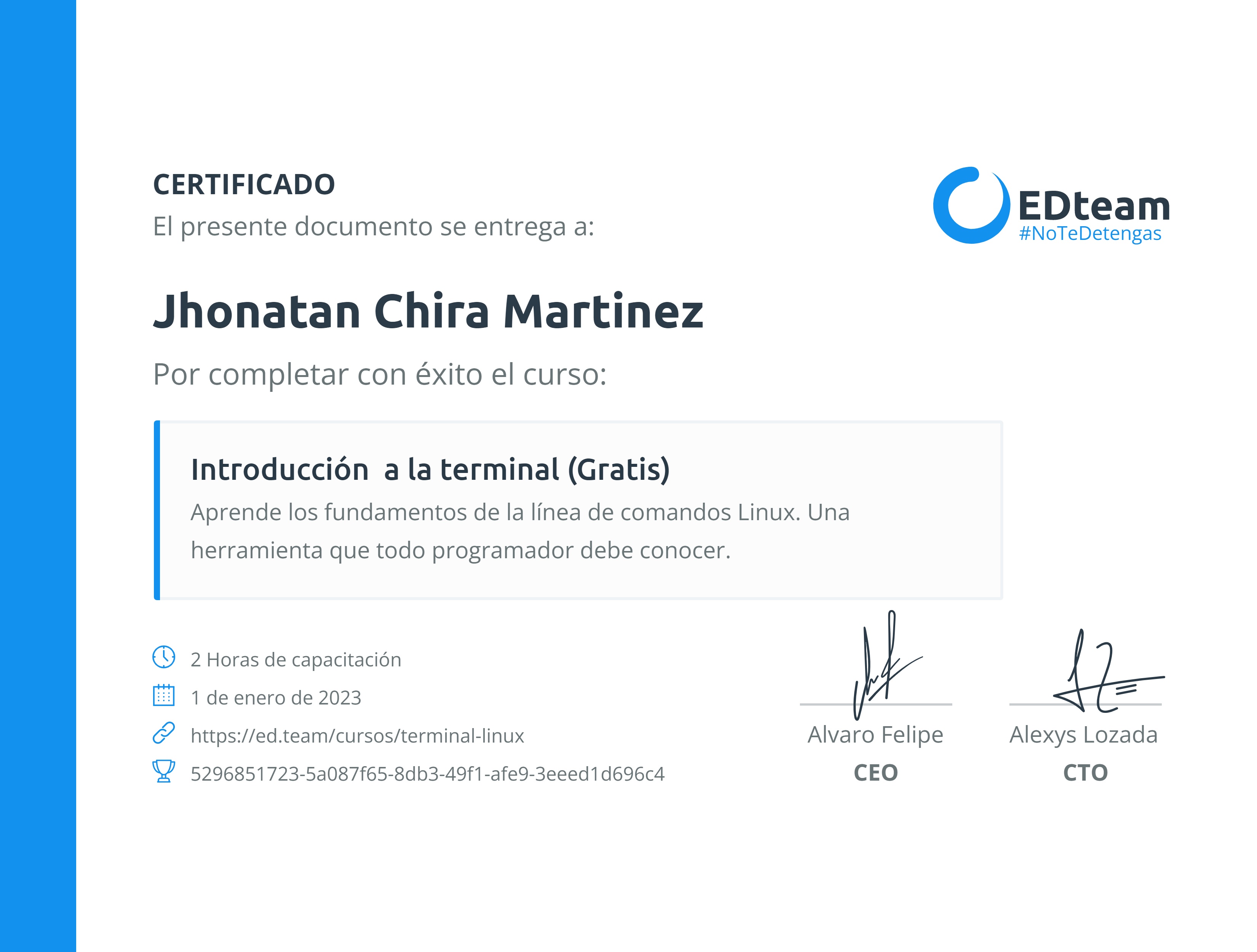 Certificado de curso