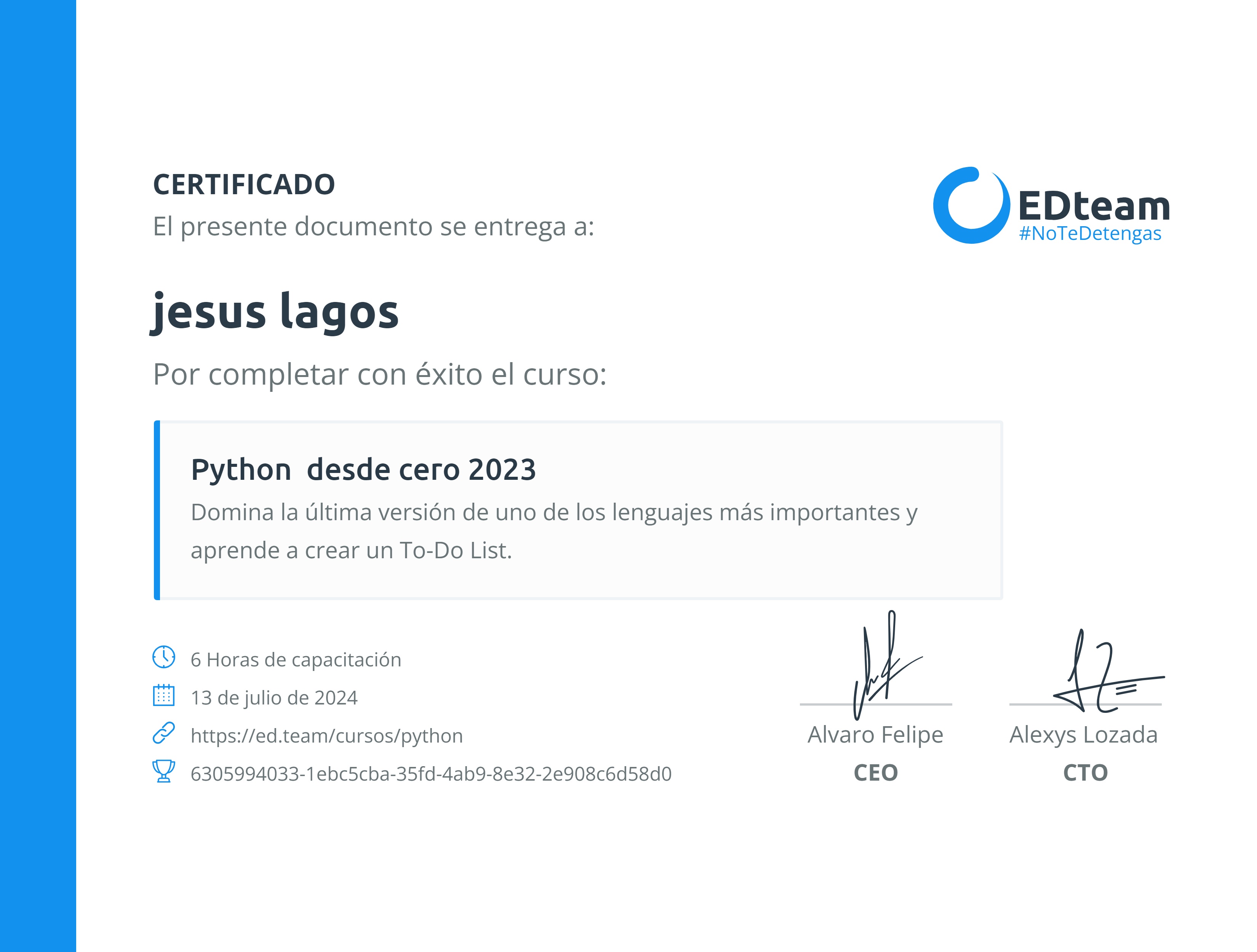 Certificado de curso