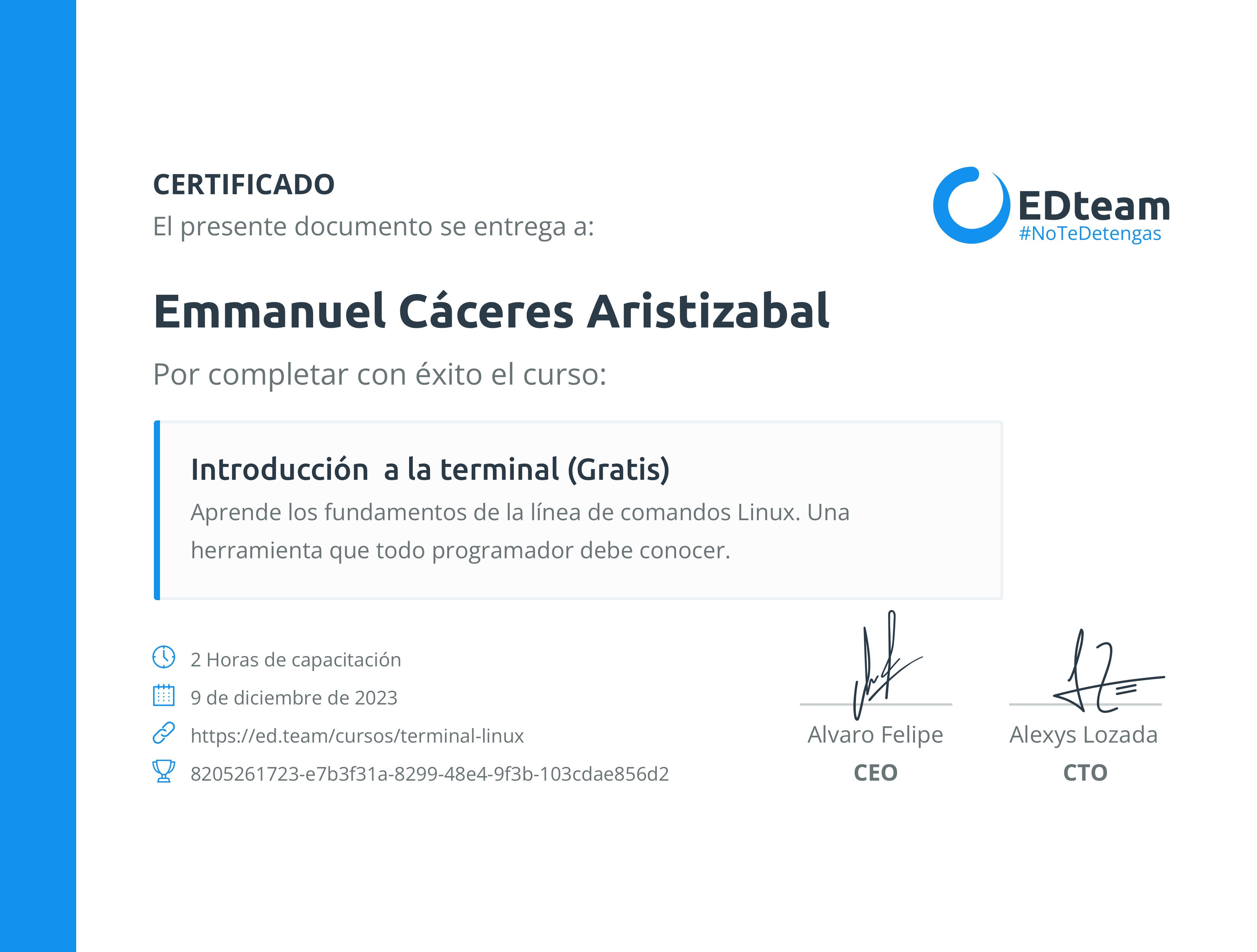 Certificado de curso