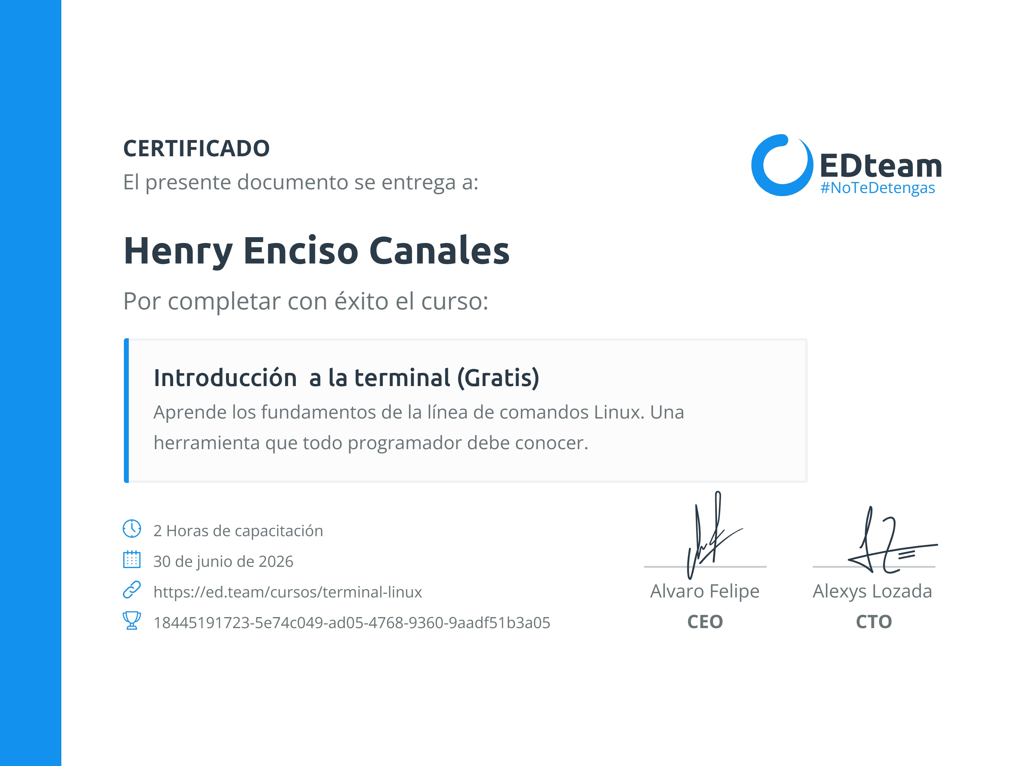 Certificado de curso