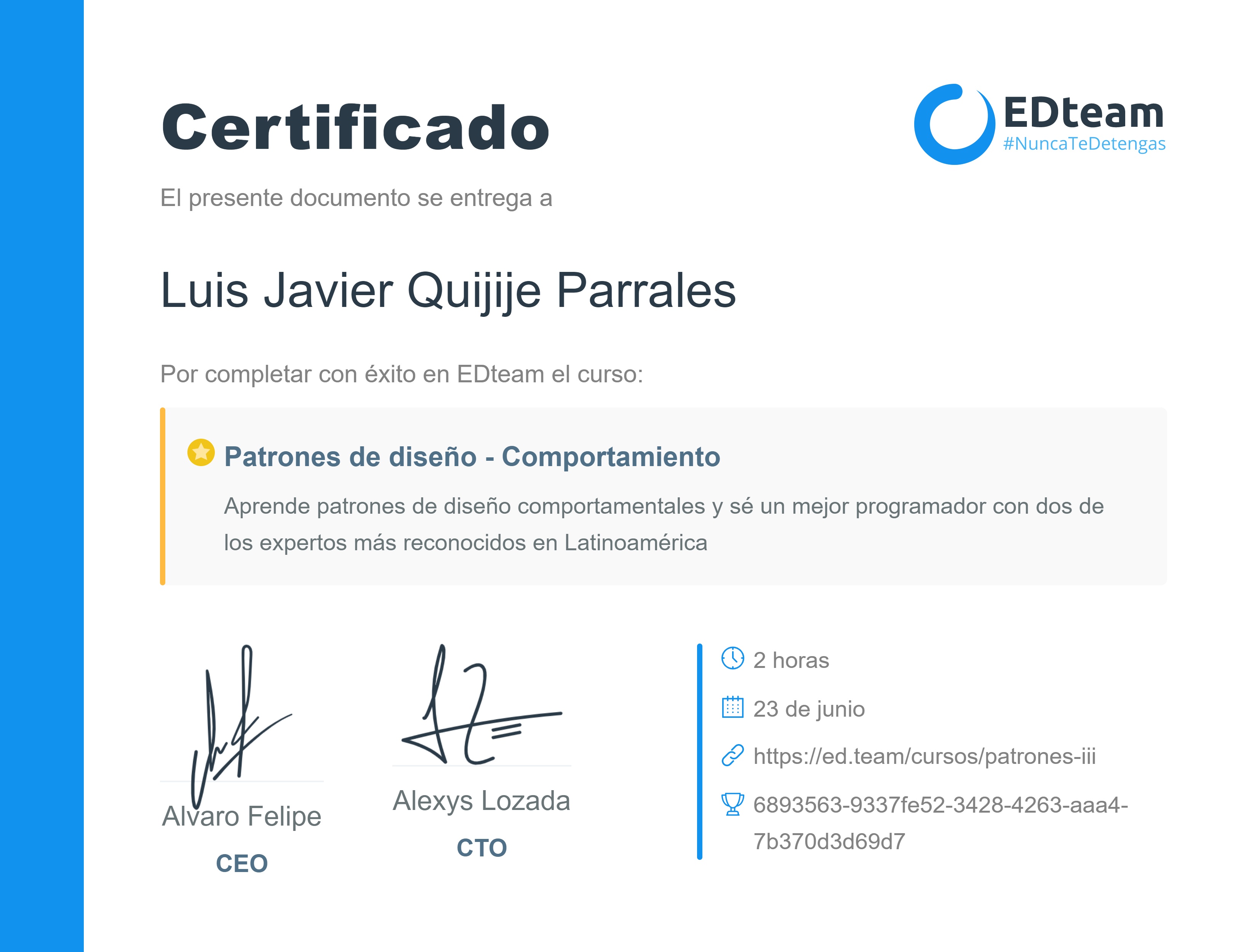 Certificado de curso