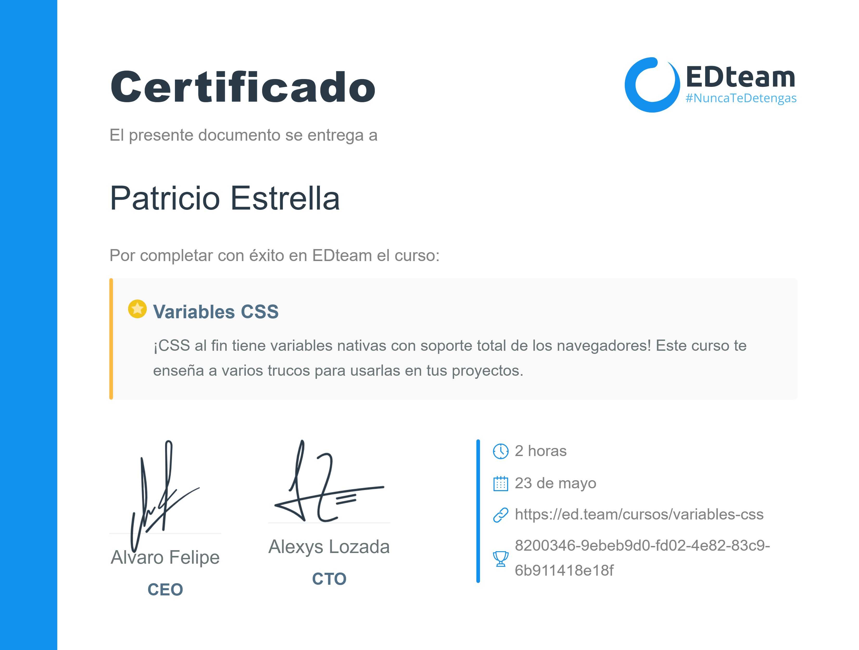 Certificado de curso