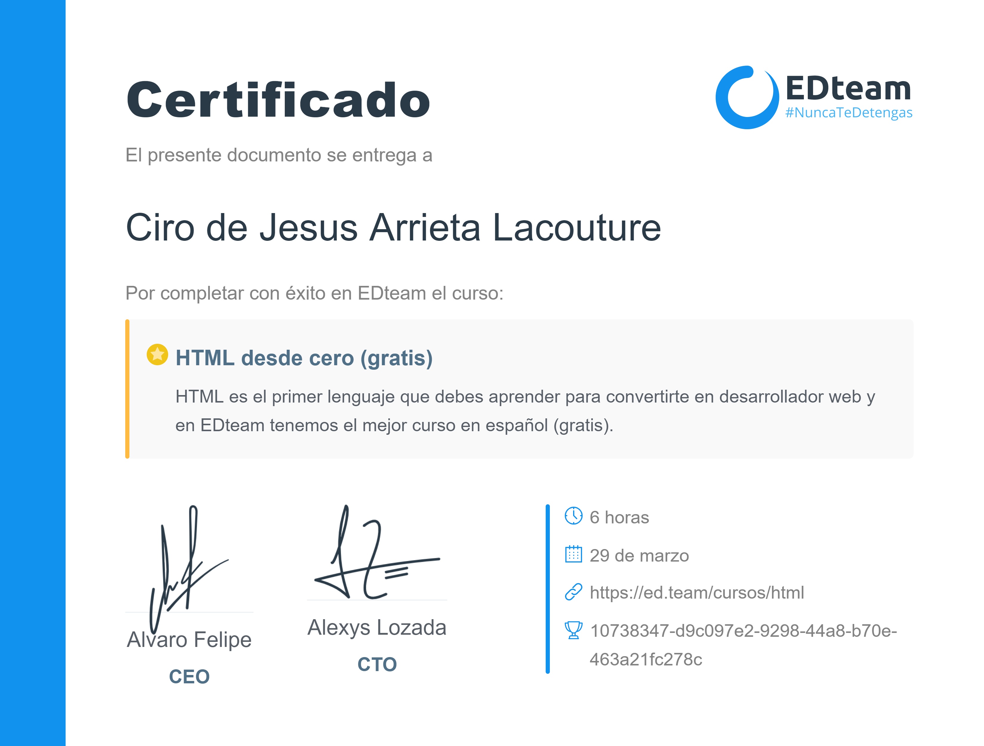 Certificado de curso