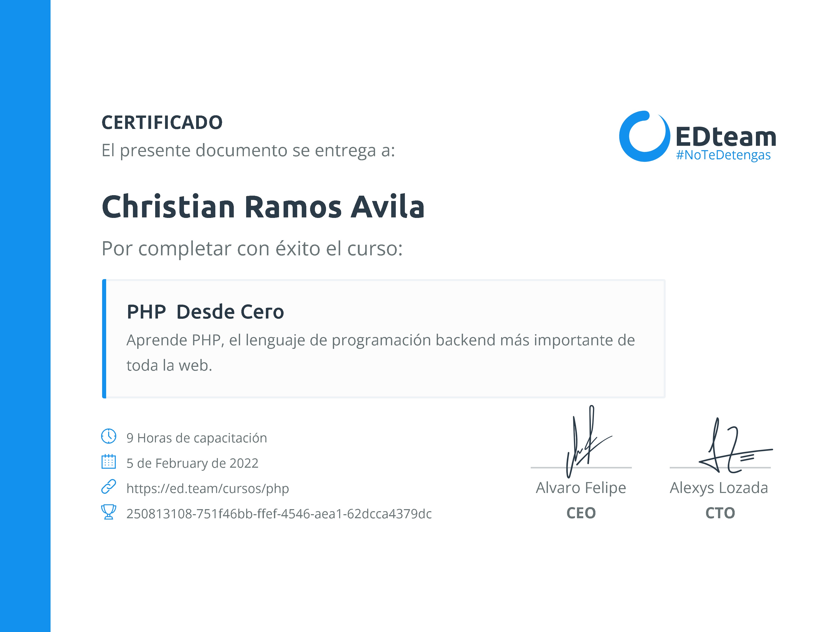 Certificado de curso
