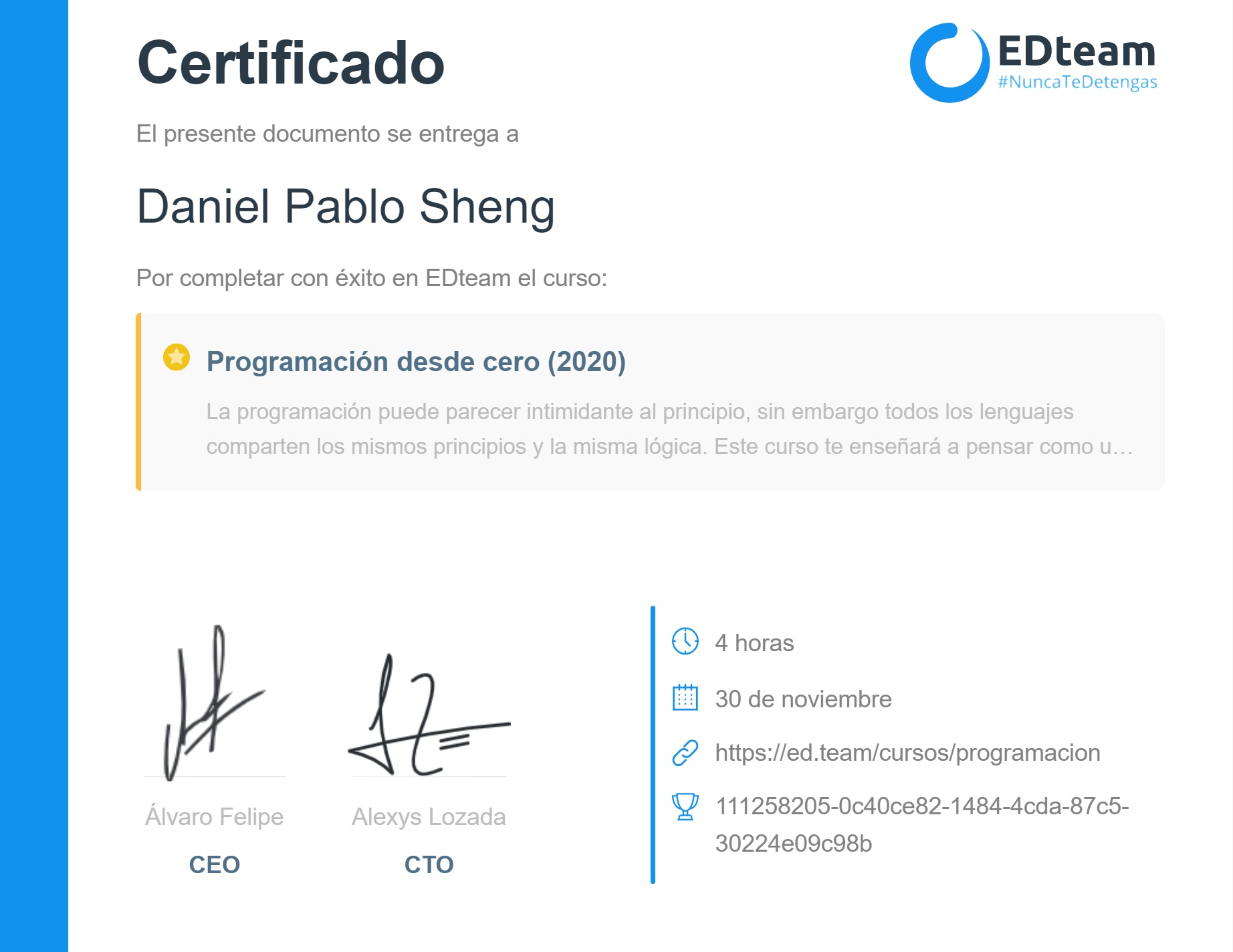 Certificado de curso