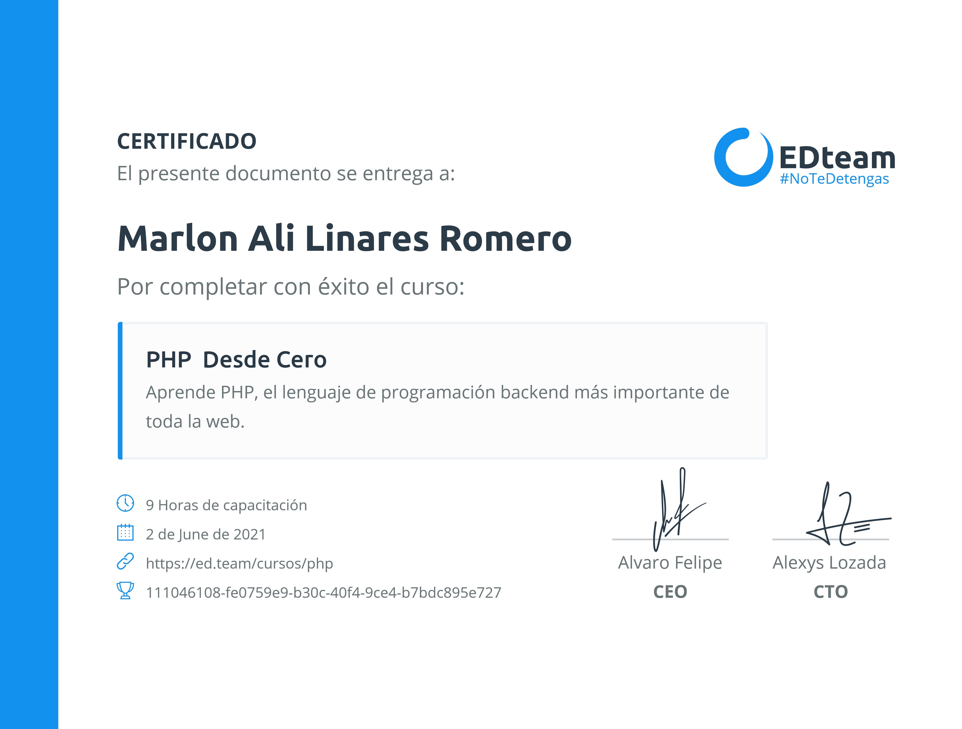 Certificado de curso