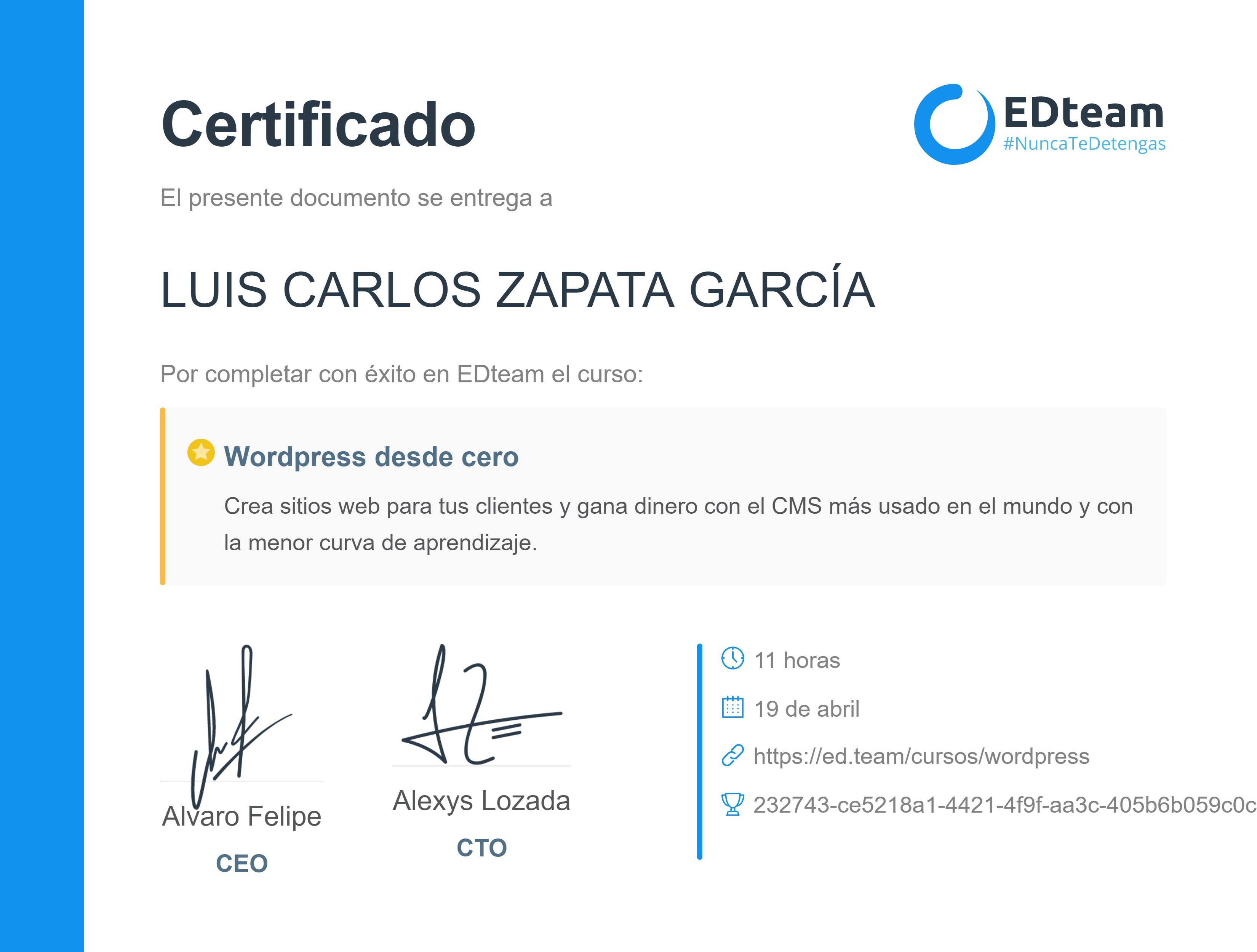 Certificado de curso