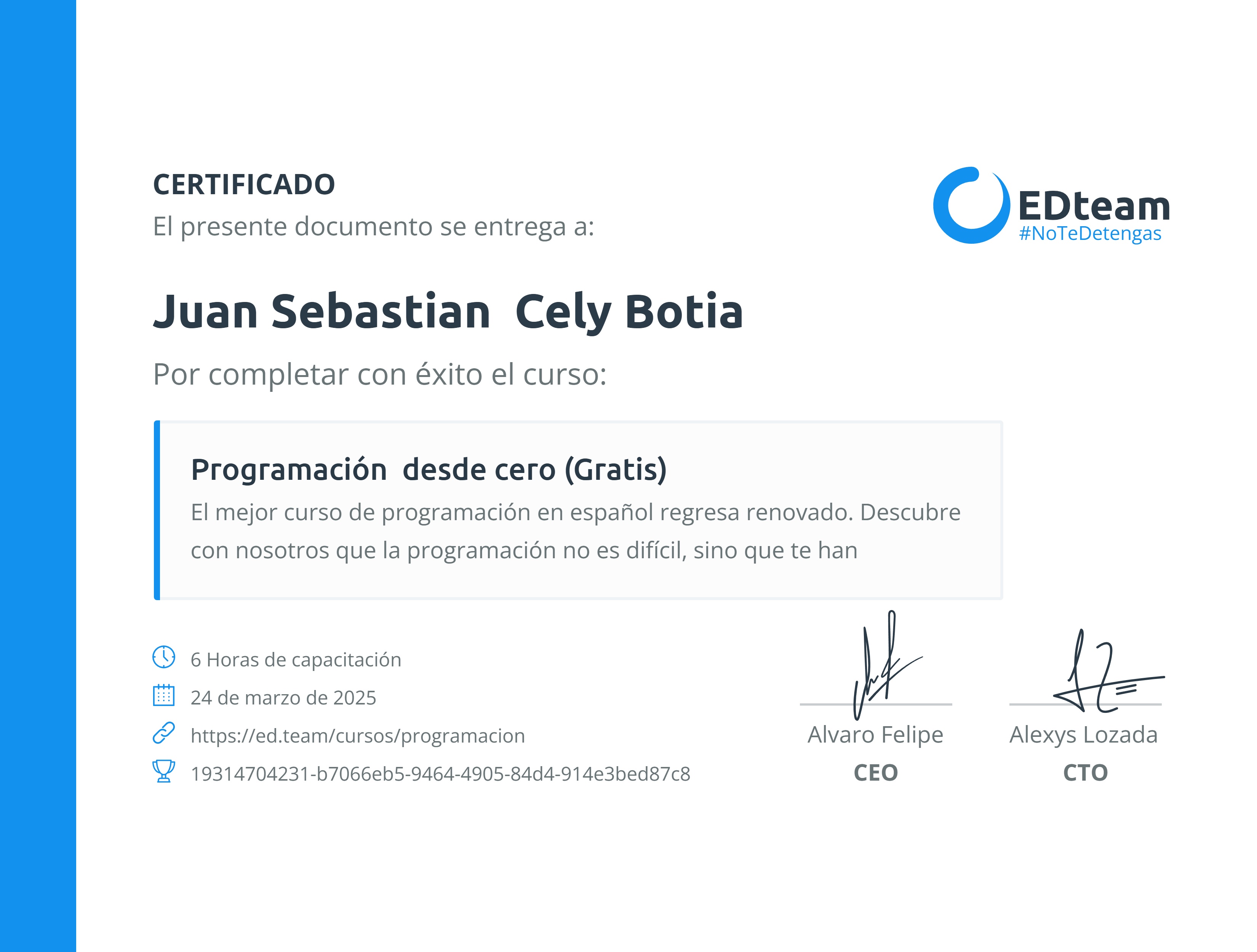Certificado de curso