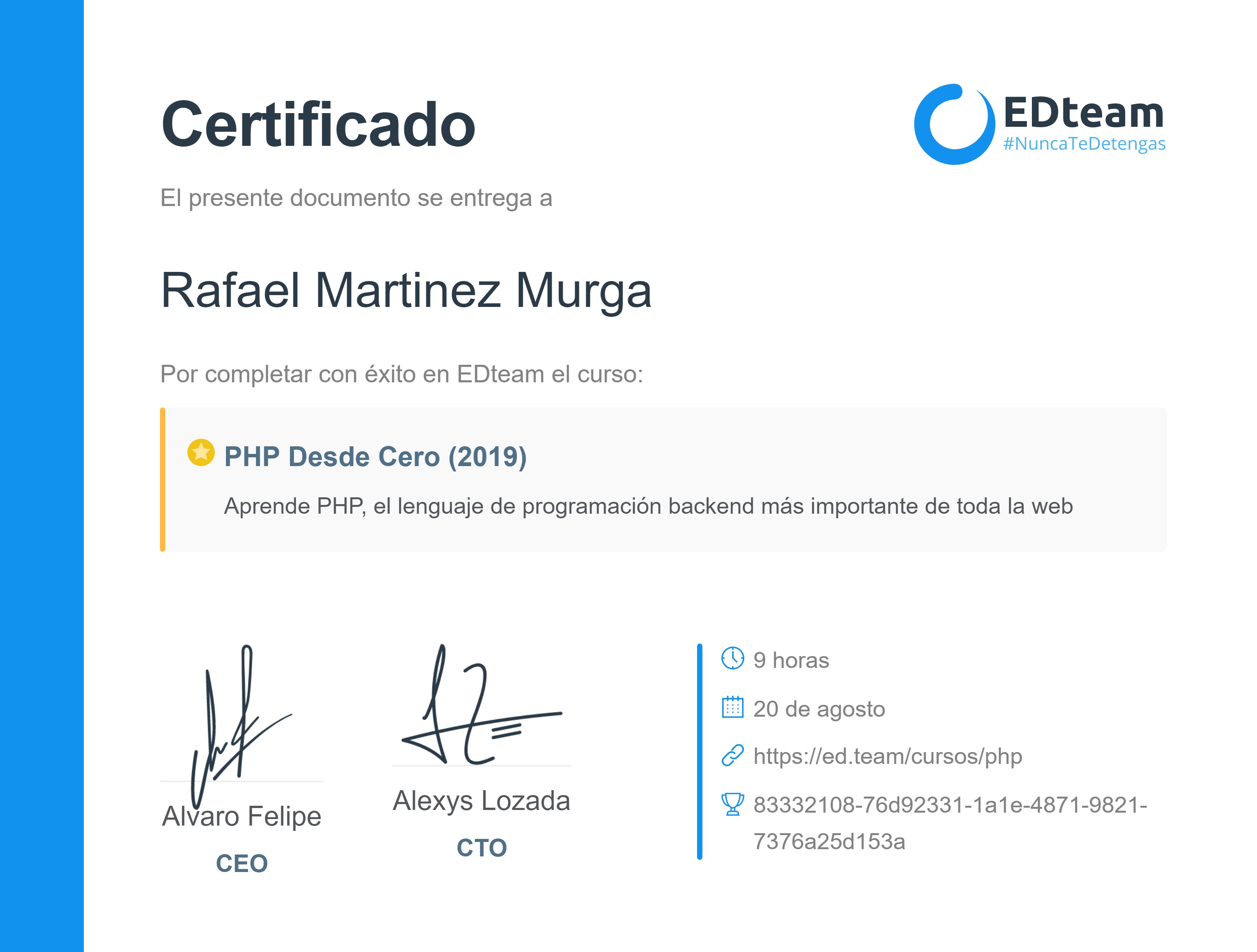 Certificado de curso