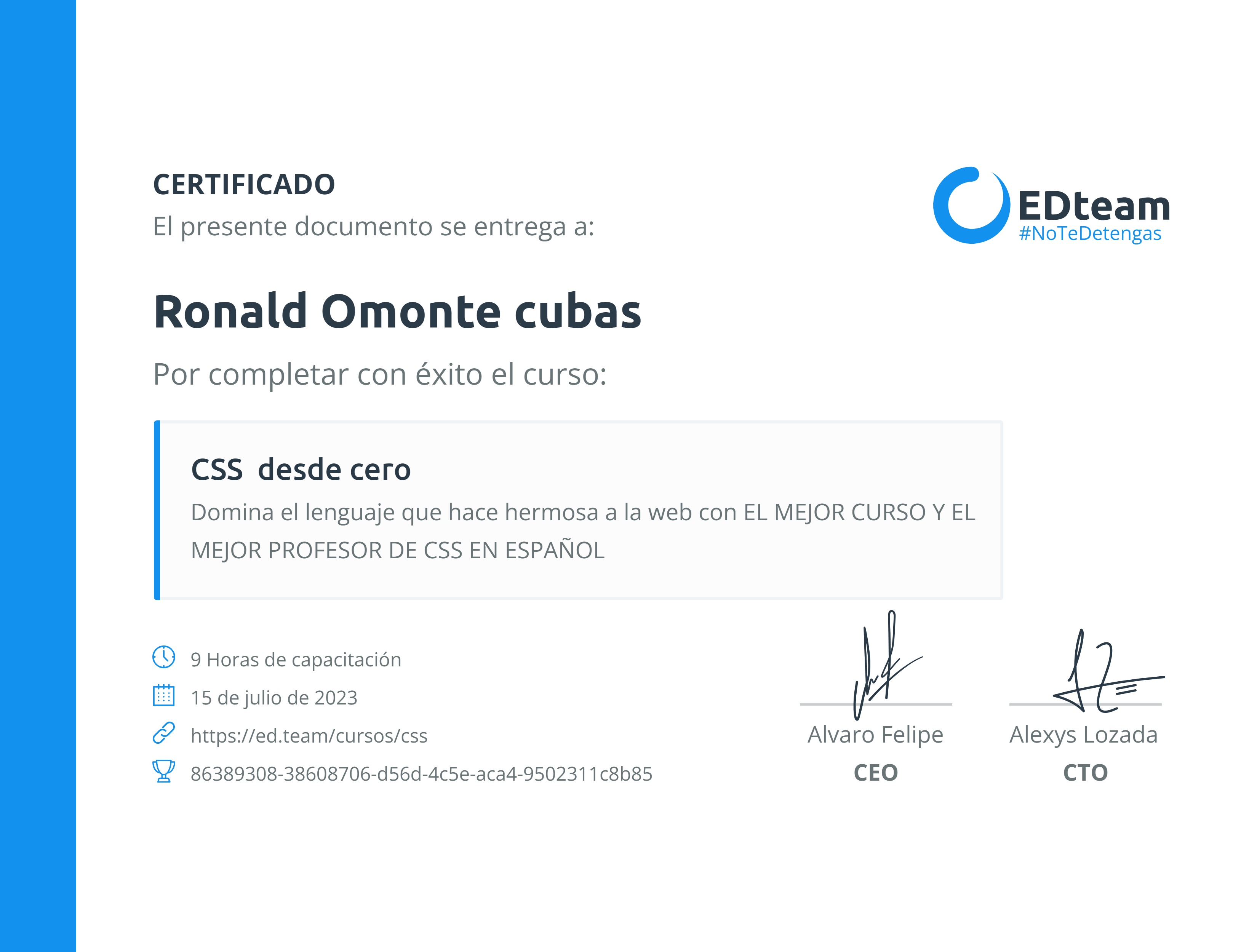 Certificado de curso