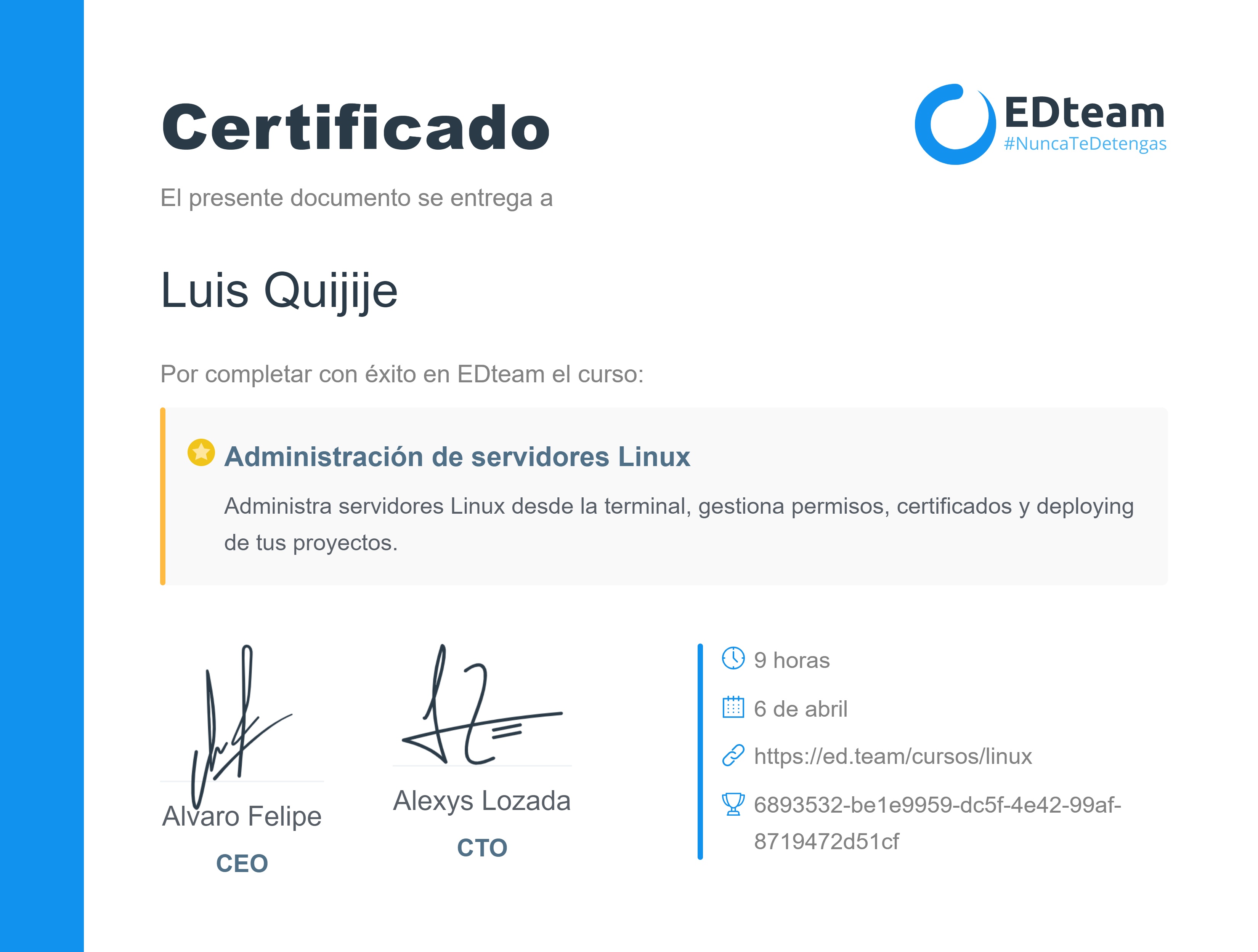 Certificado de curso