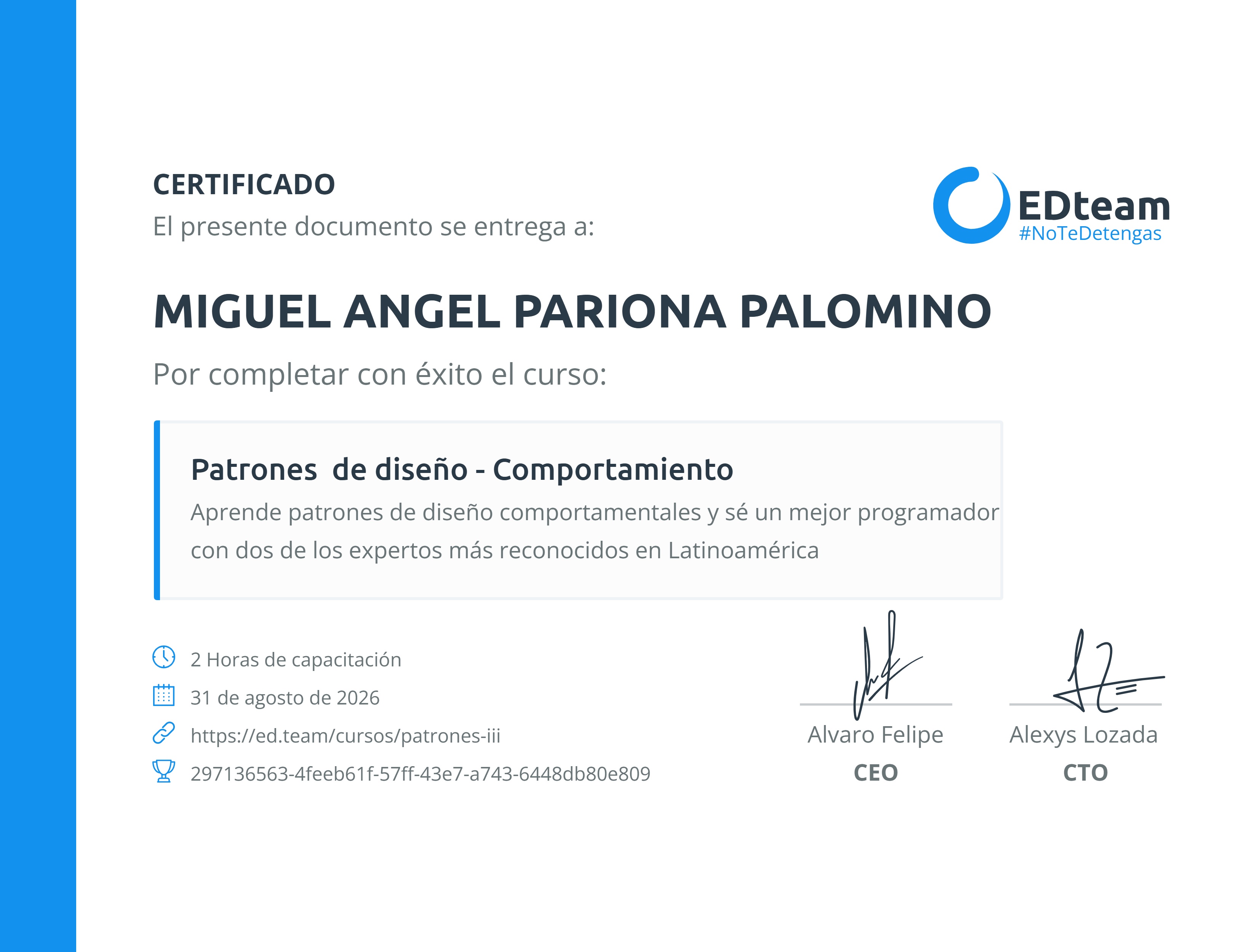 Certificado de curso