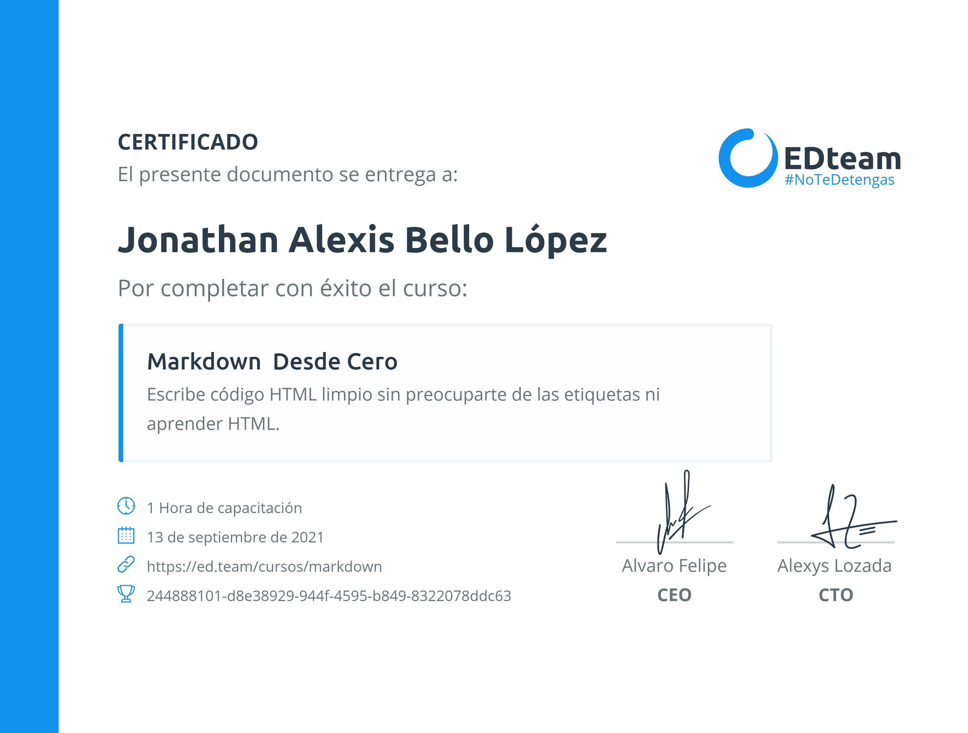 Certificado de curso