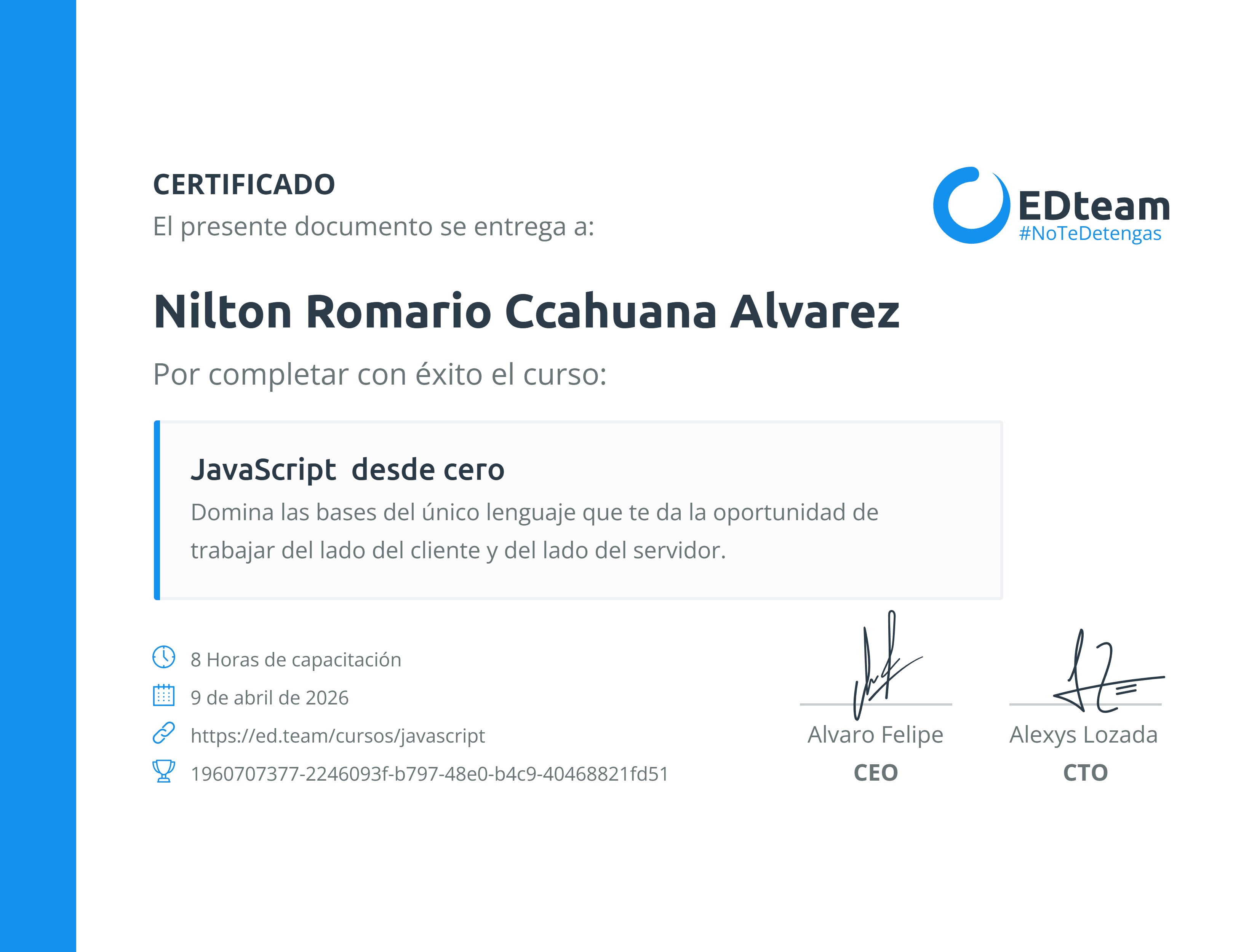 Certificado de curso