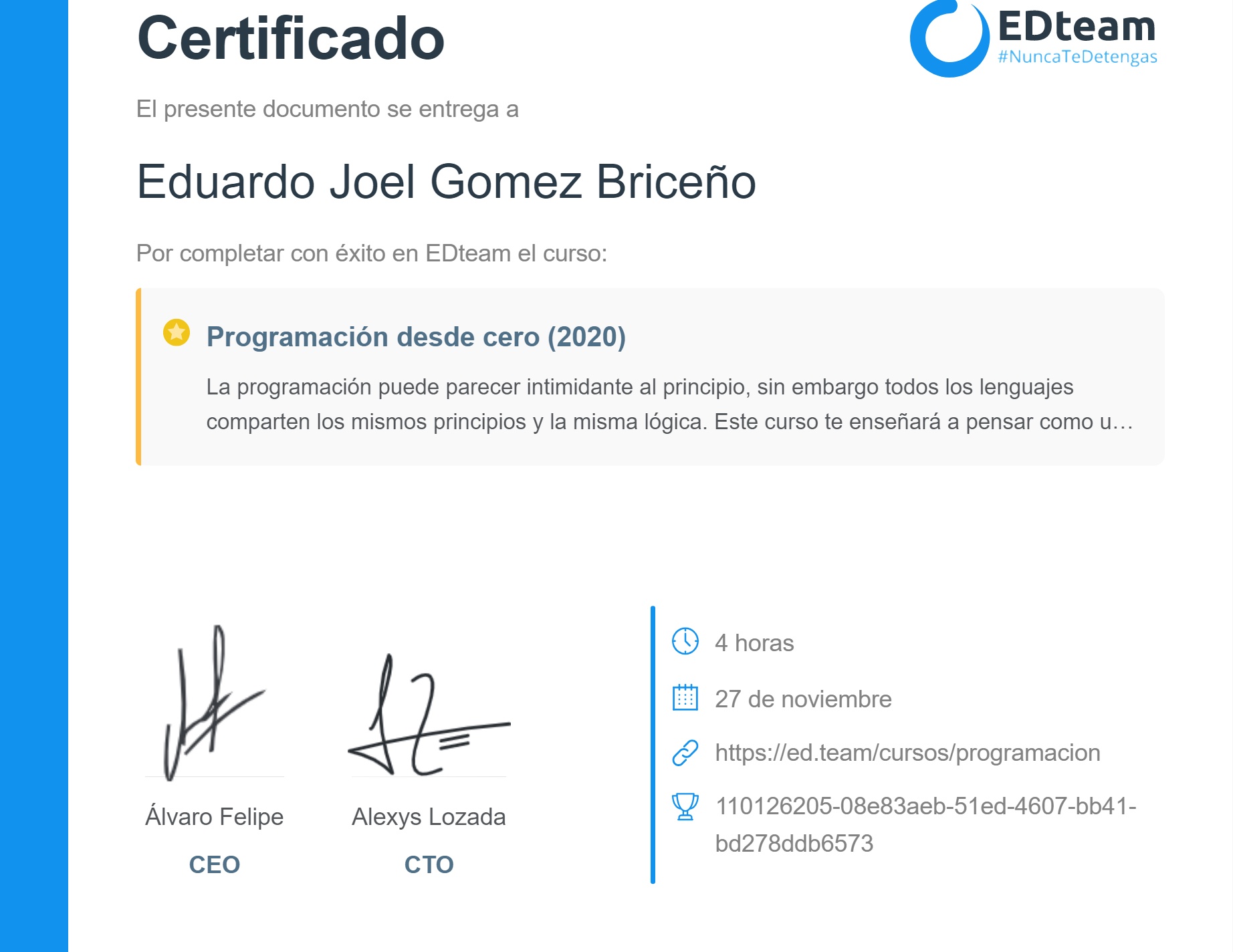 Certificado de curso