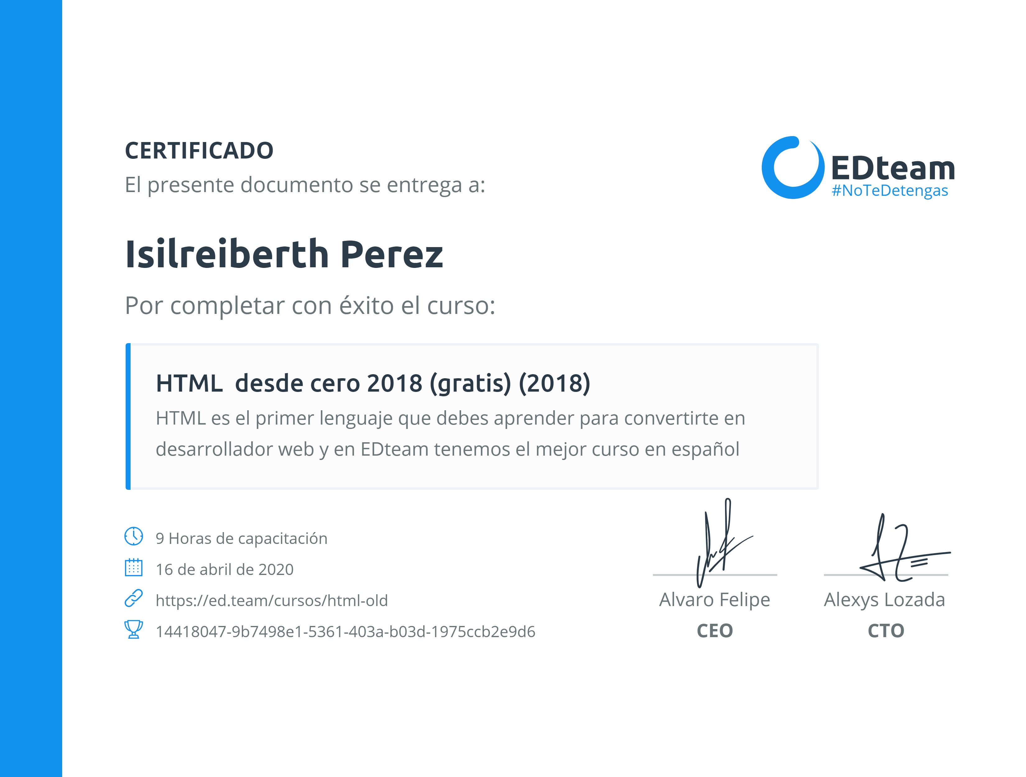 Certificado de curso