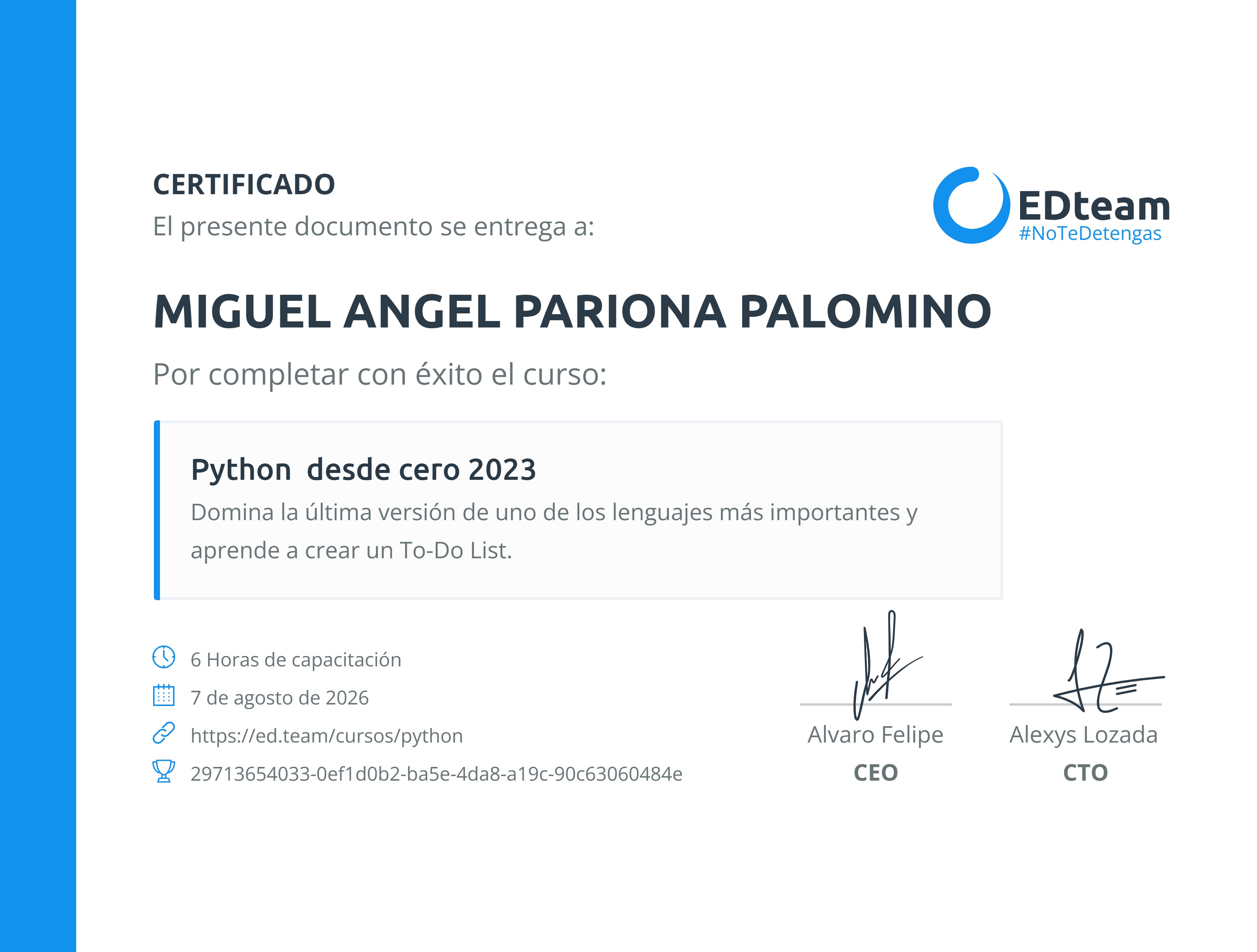 Certificado de curso