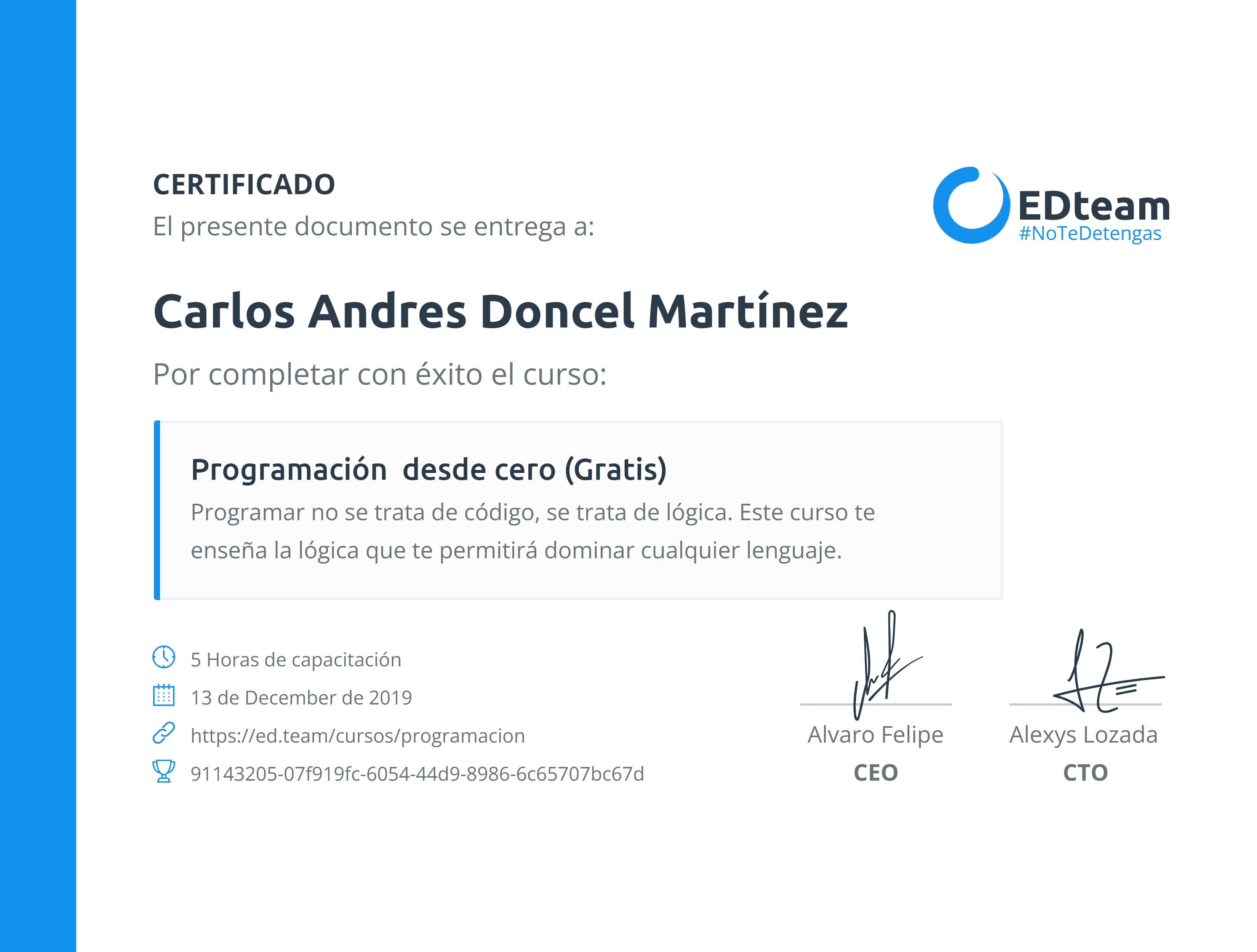 Certificado de curso