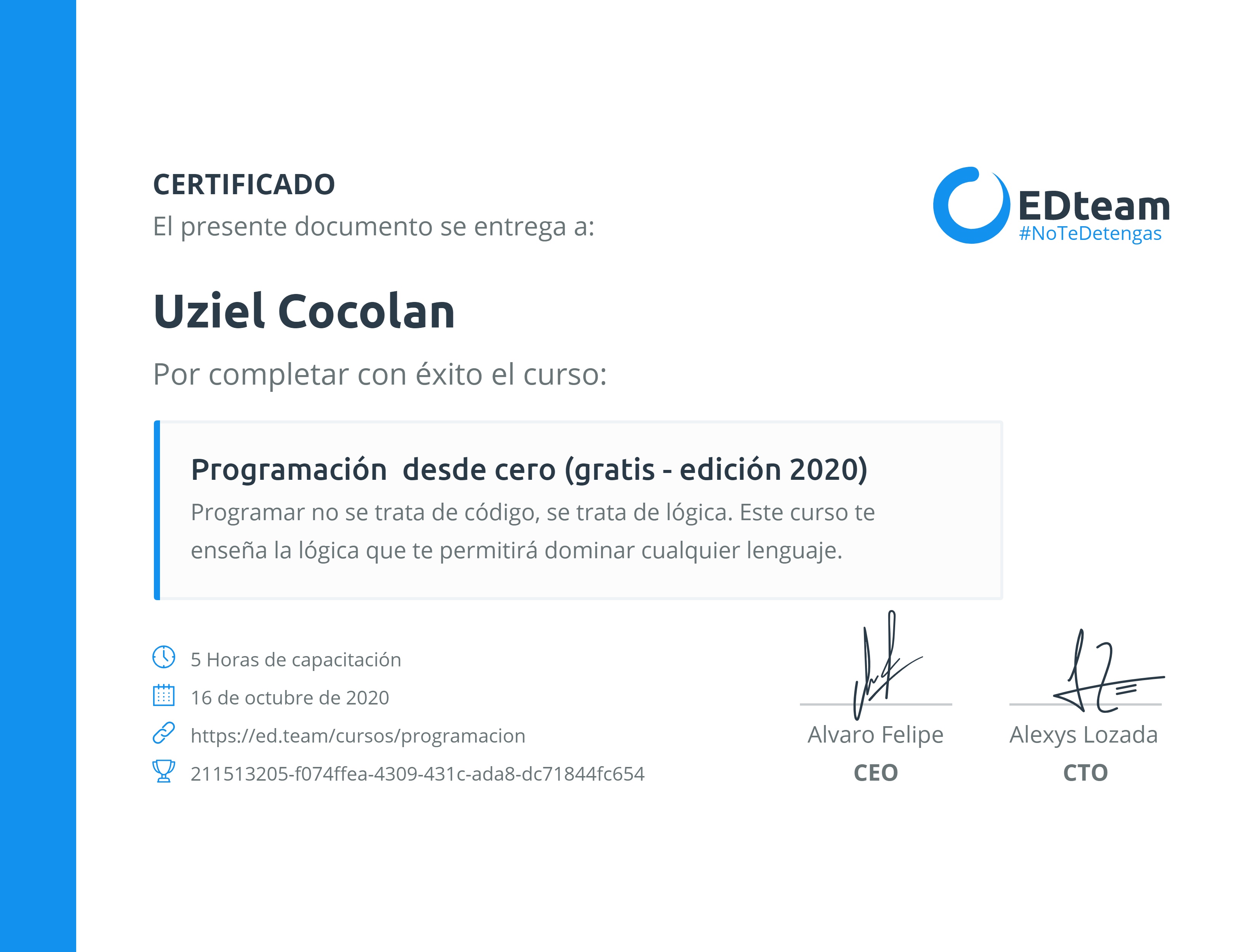 Certificado de curso