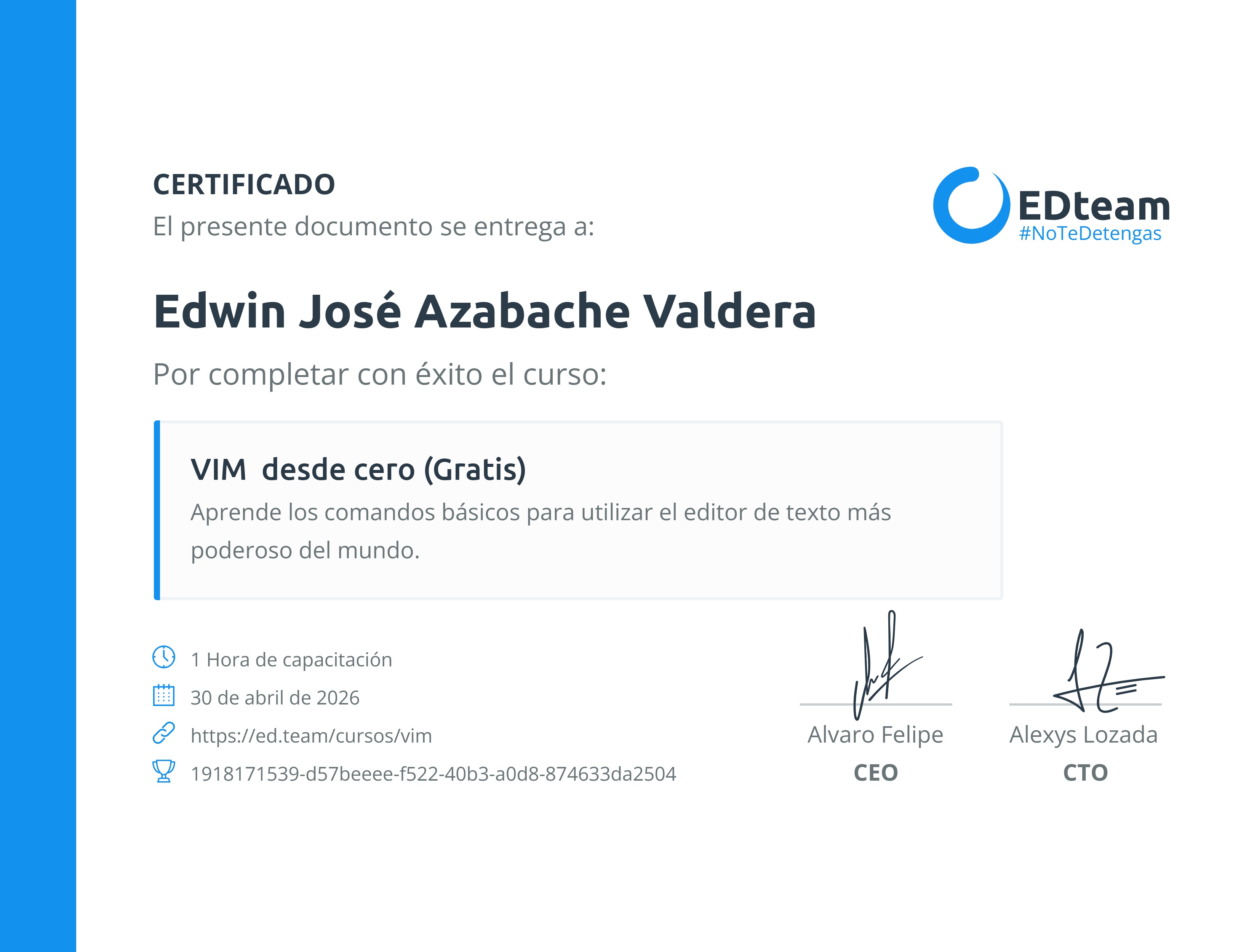 Certificado de curso