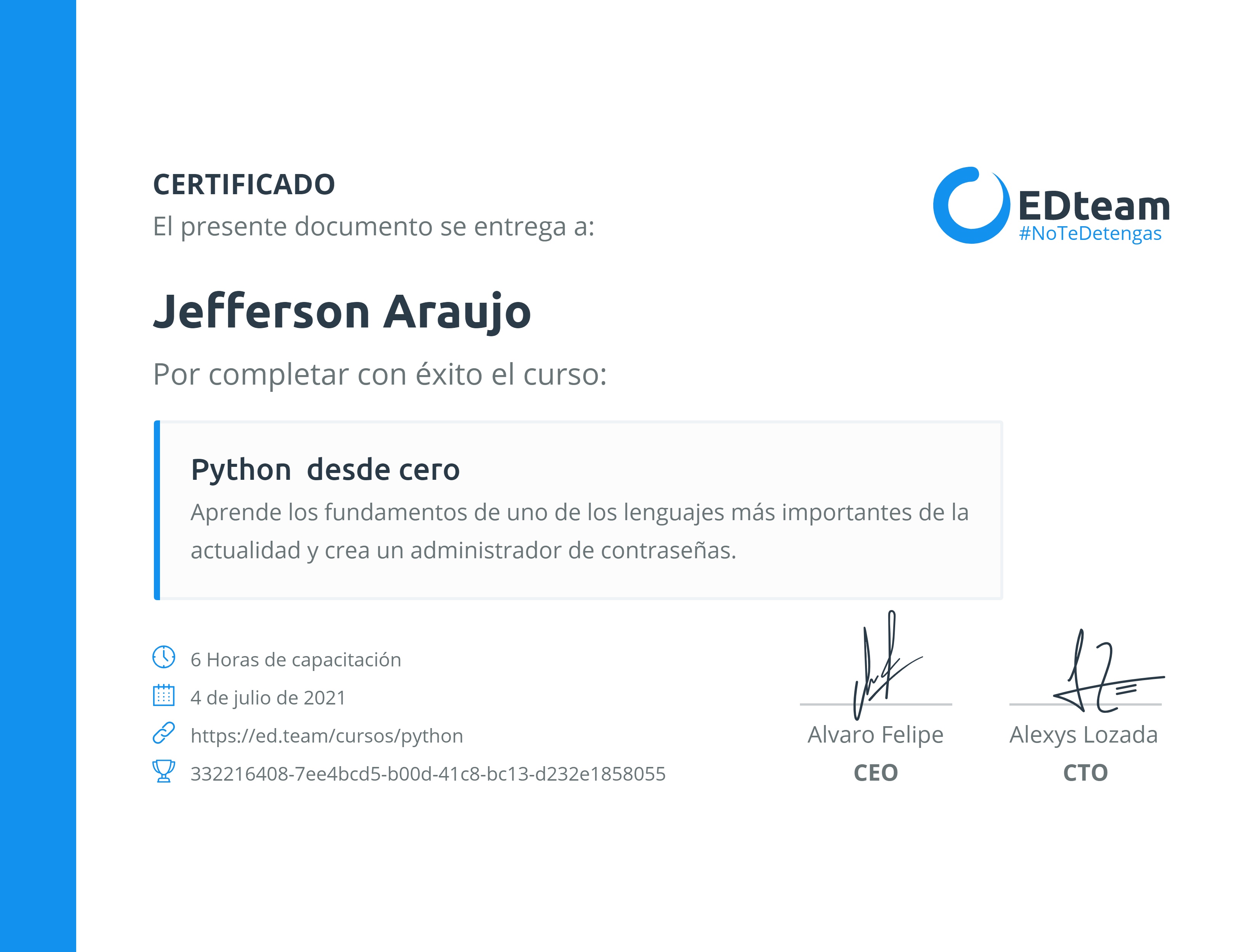 Certificado de curso