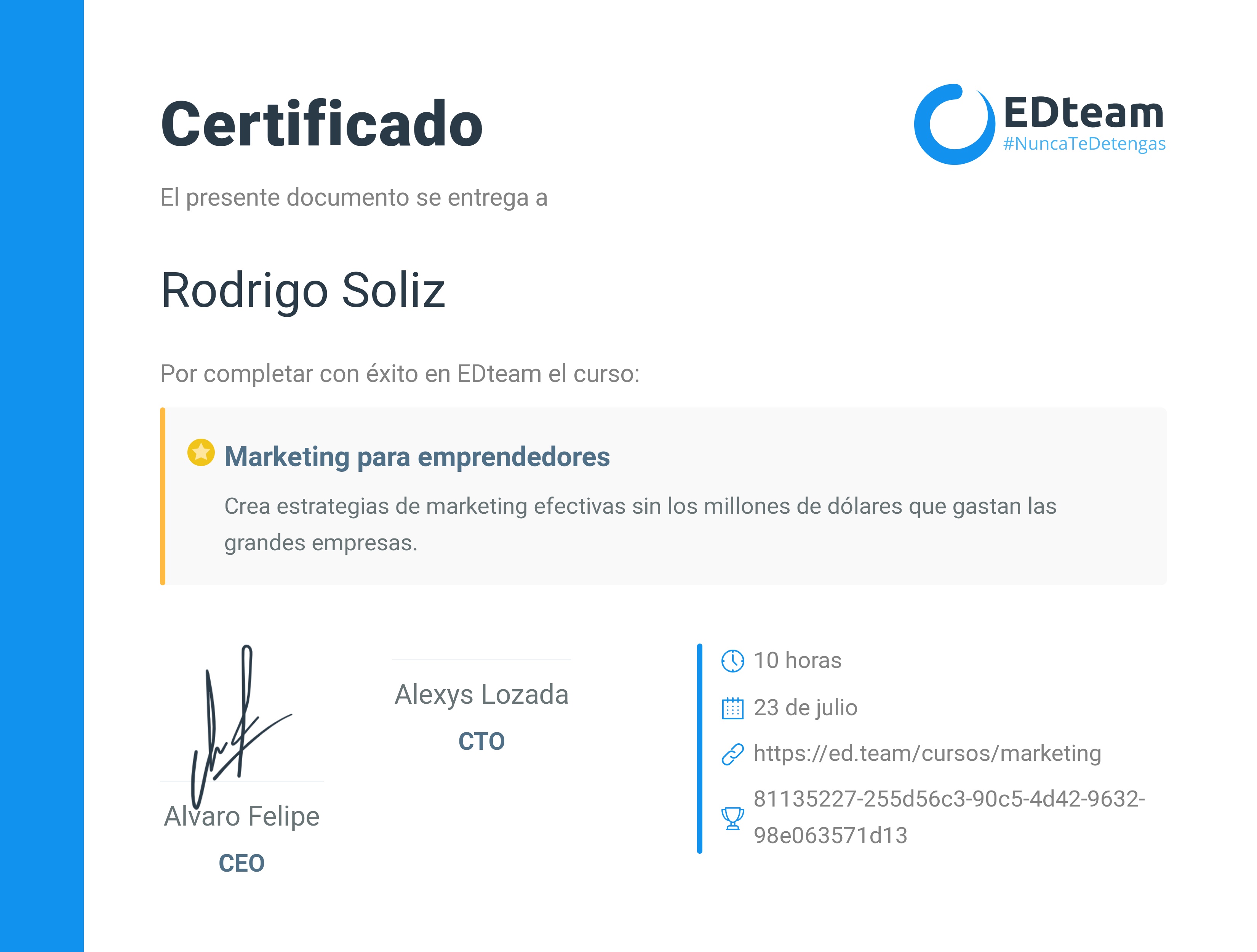 Certificado de curso