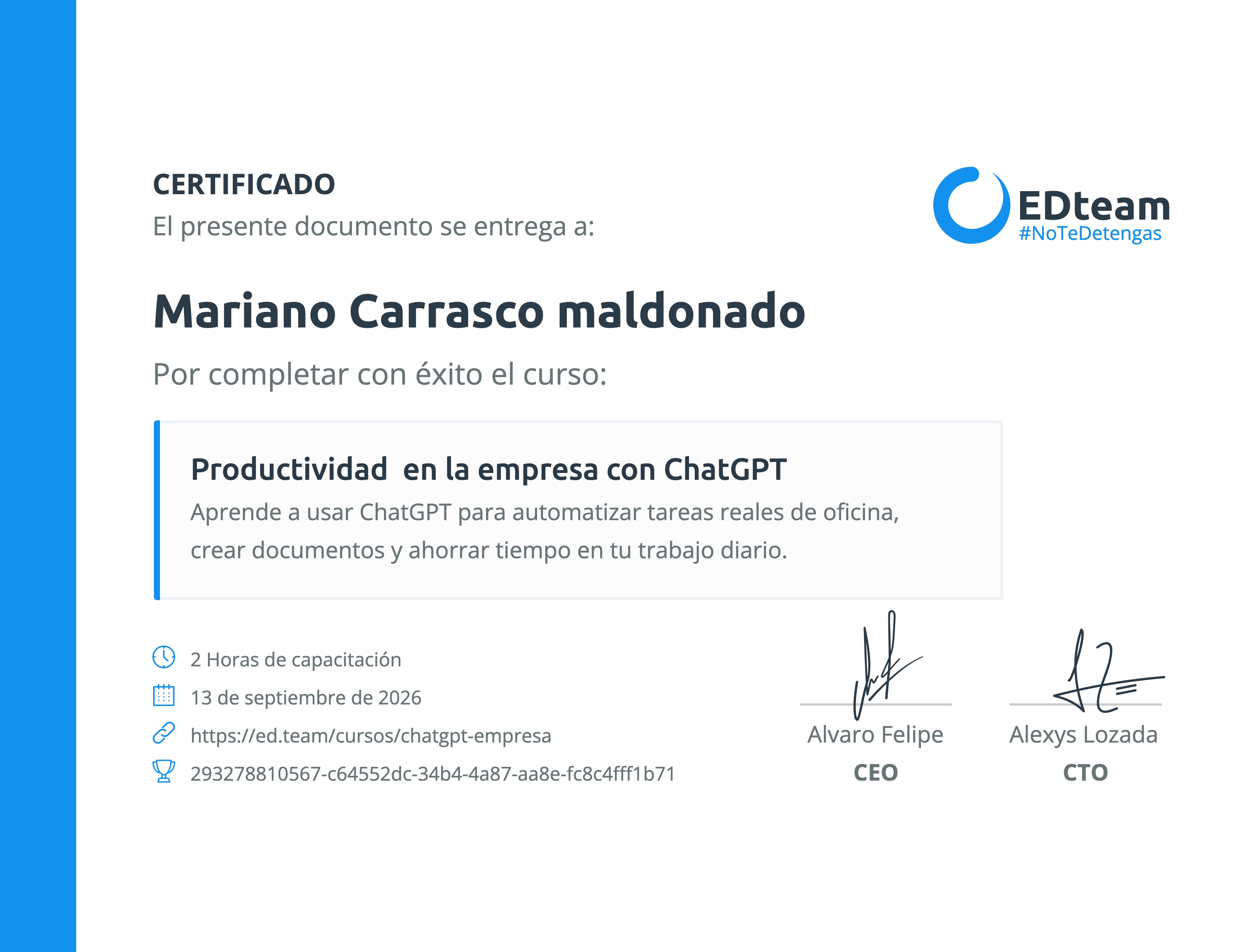 Certificado de curso