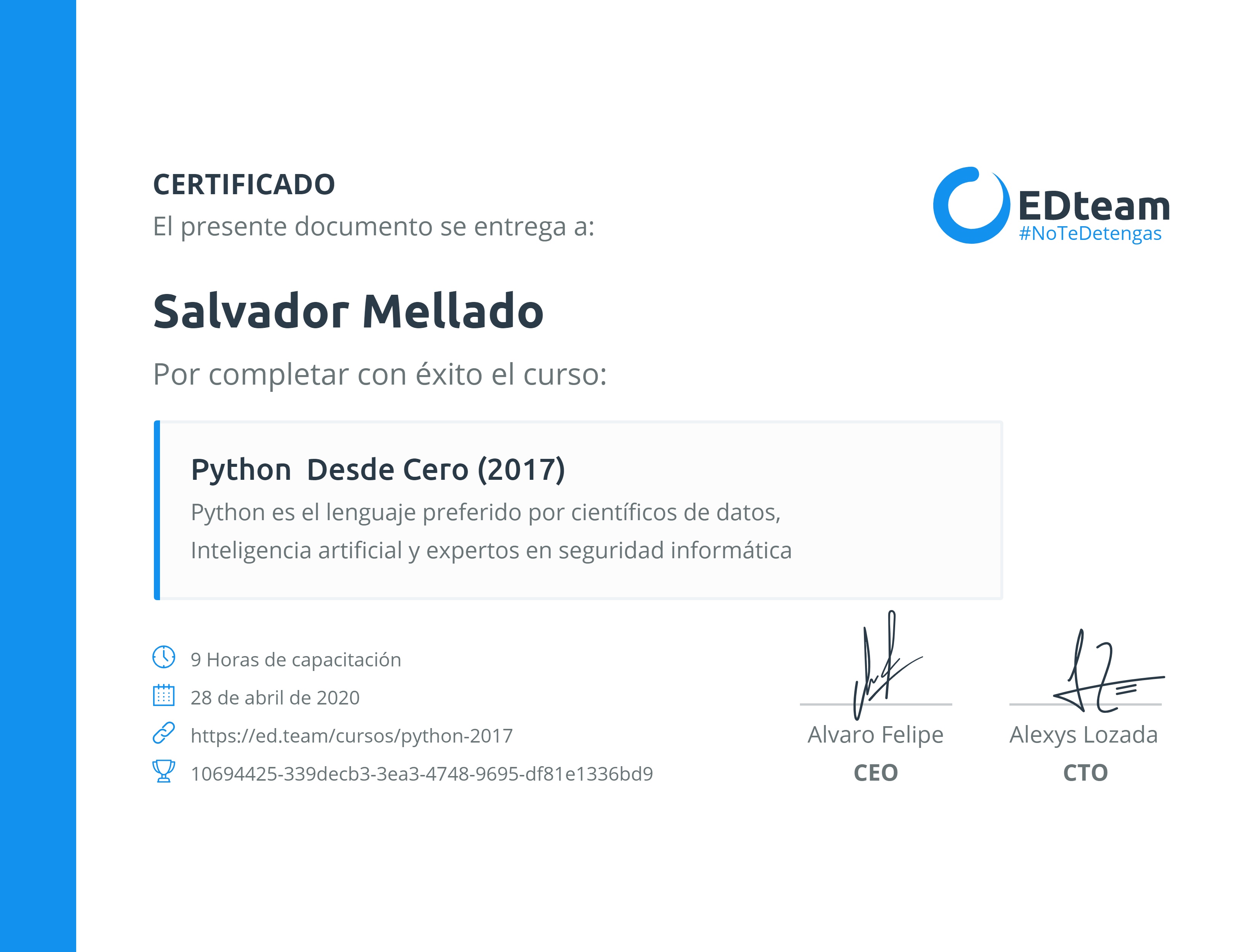 Certificado de curso