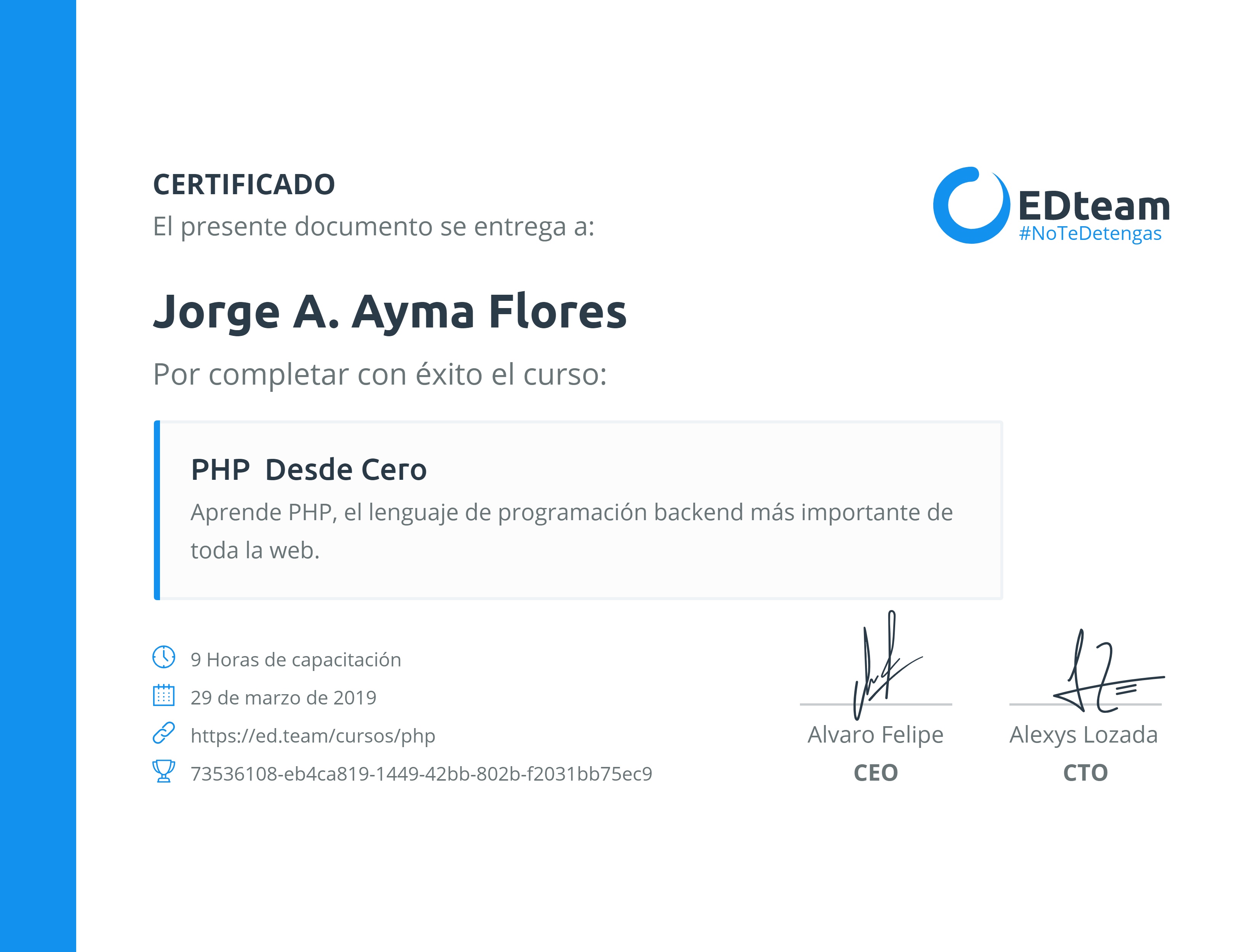 Certificado de curso