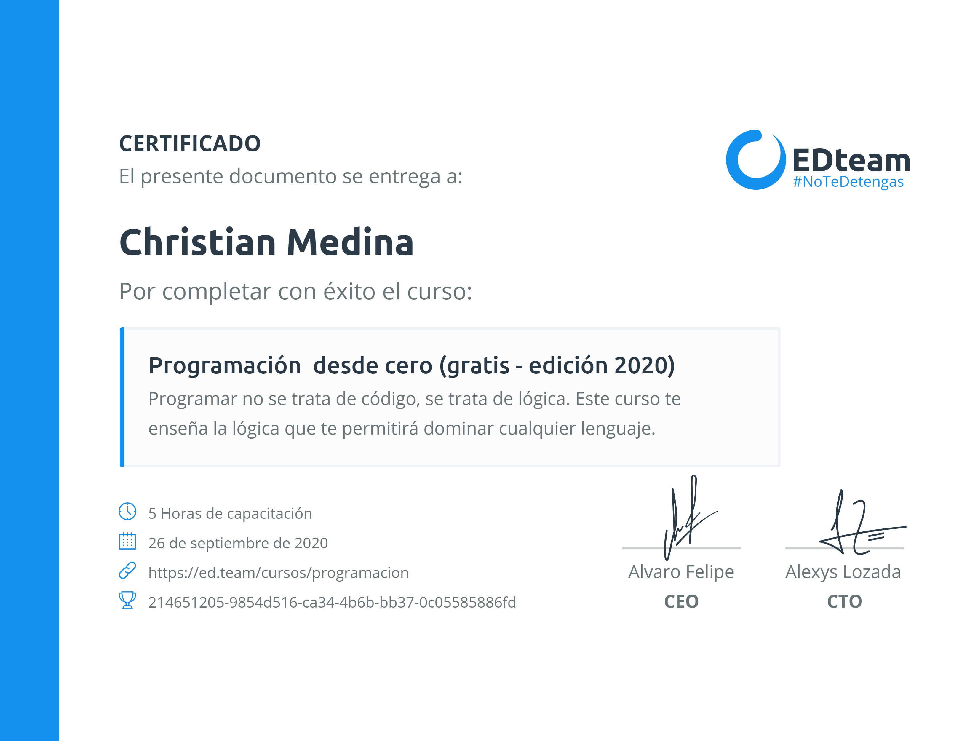 Certificado de curso