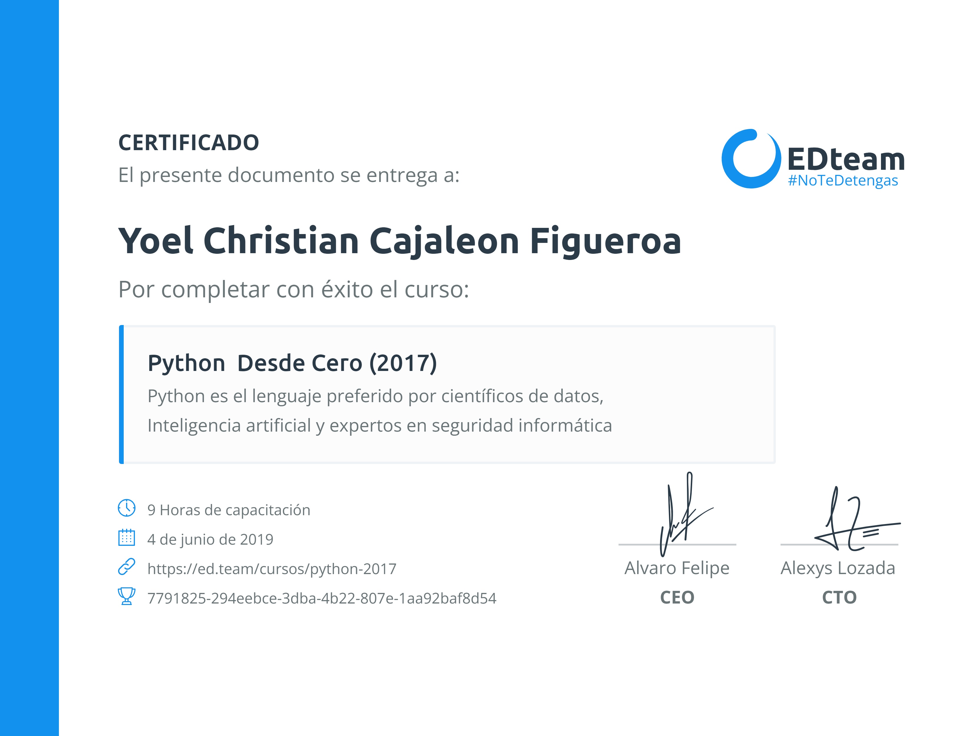 Certificado de curso
