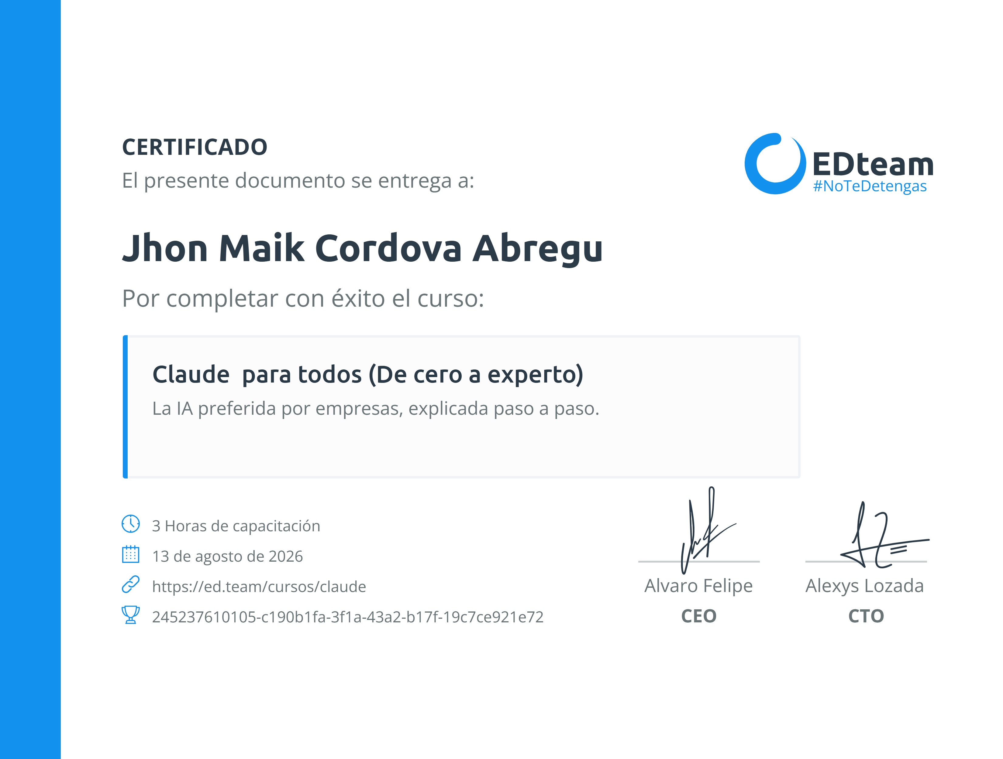 Certificado de curso