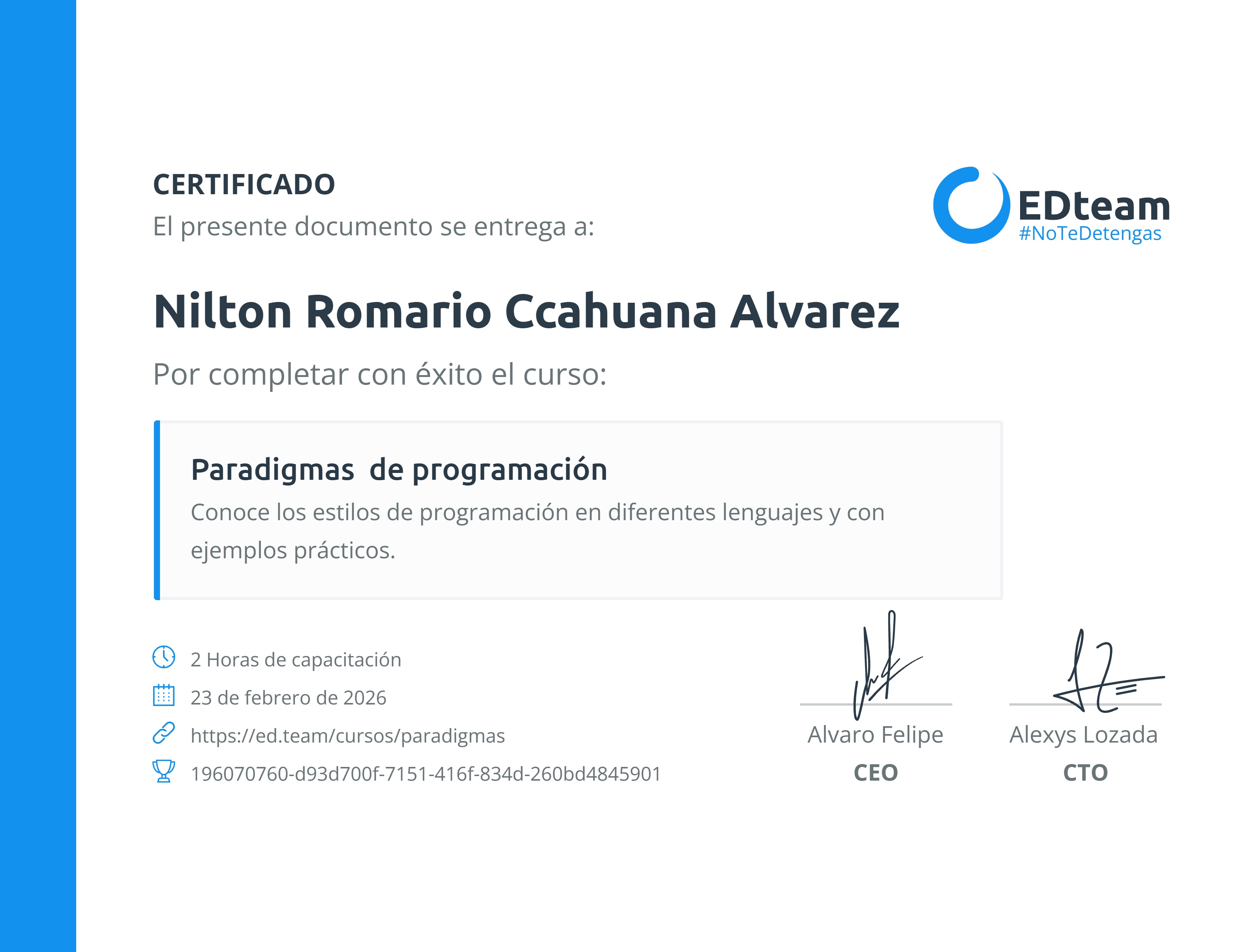 Certificado de curso