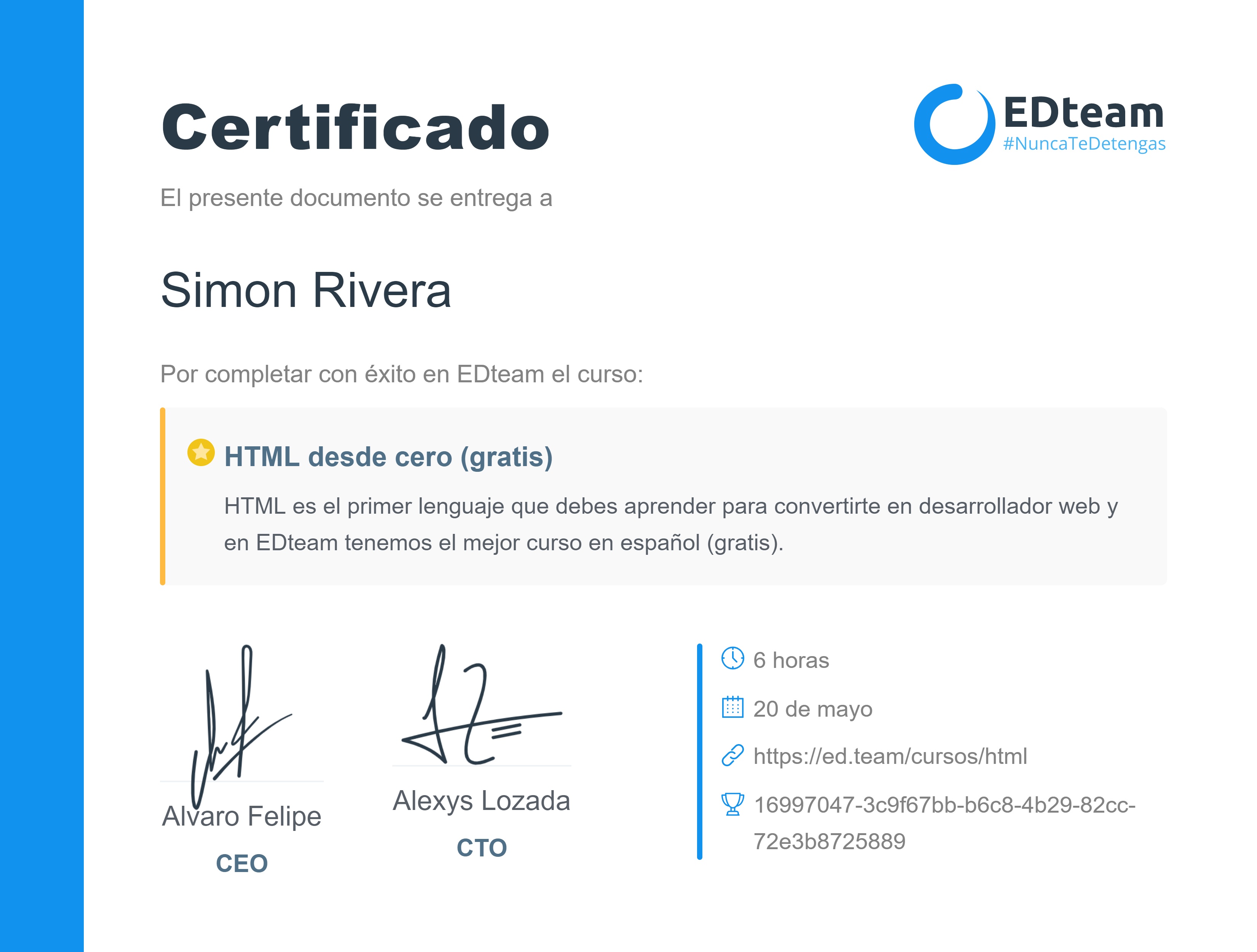 Certificado de curso