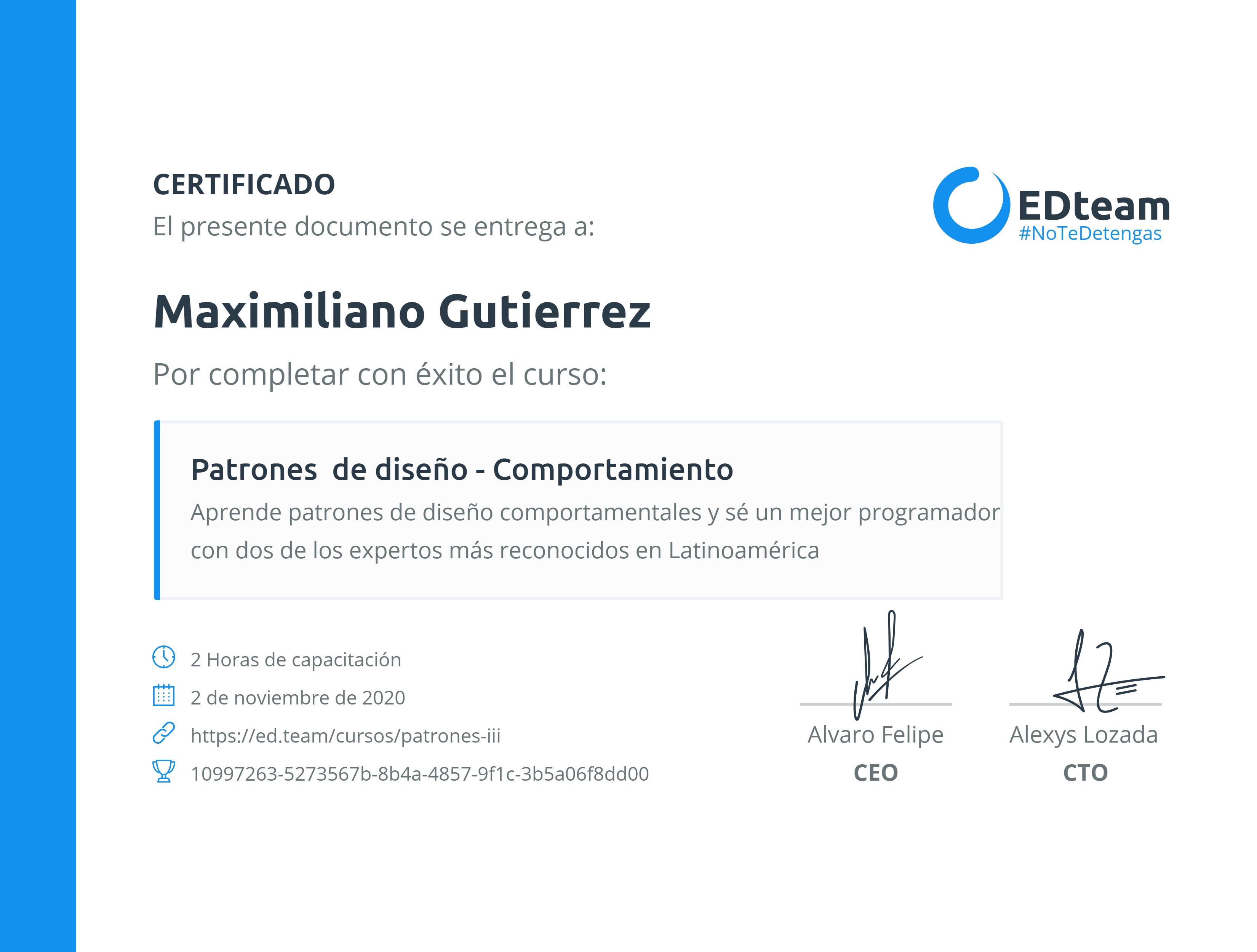 Certificado de curso