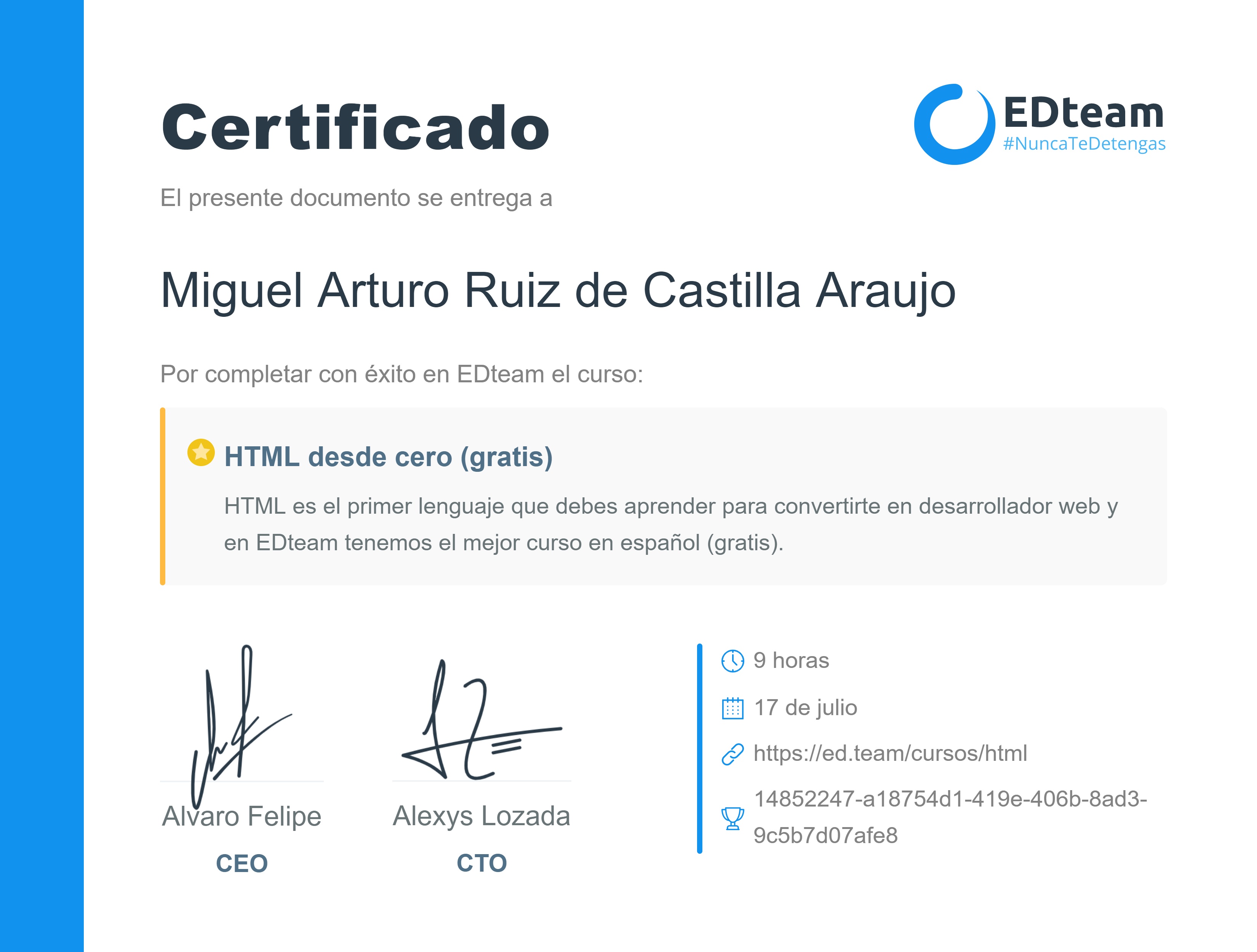 Certificado de curso