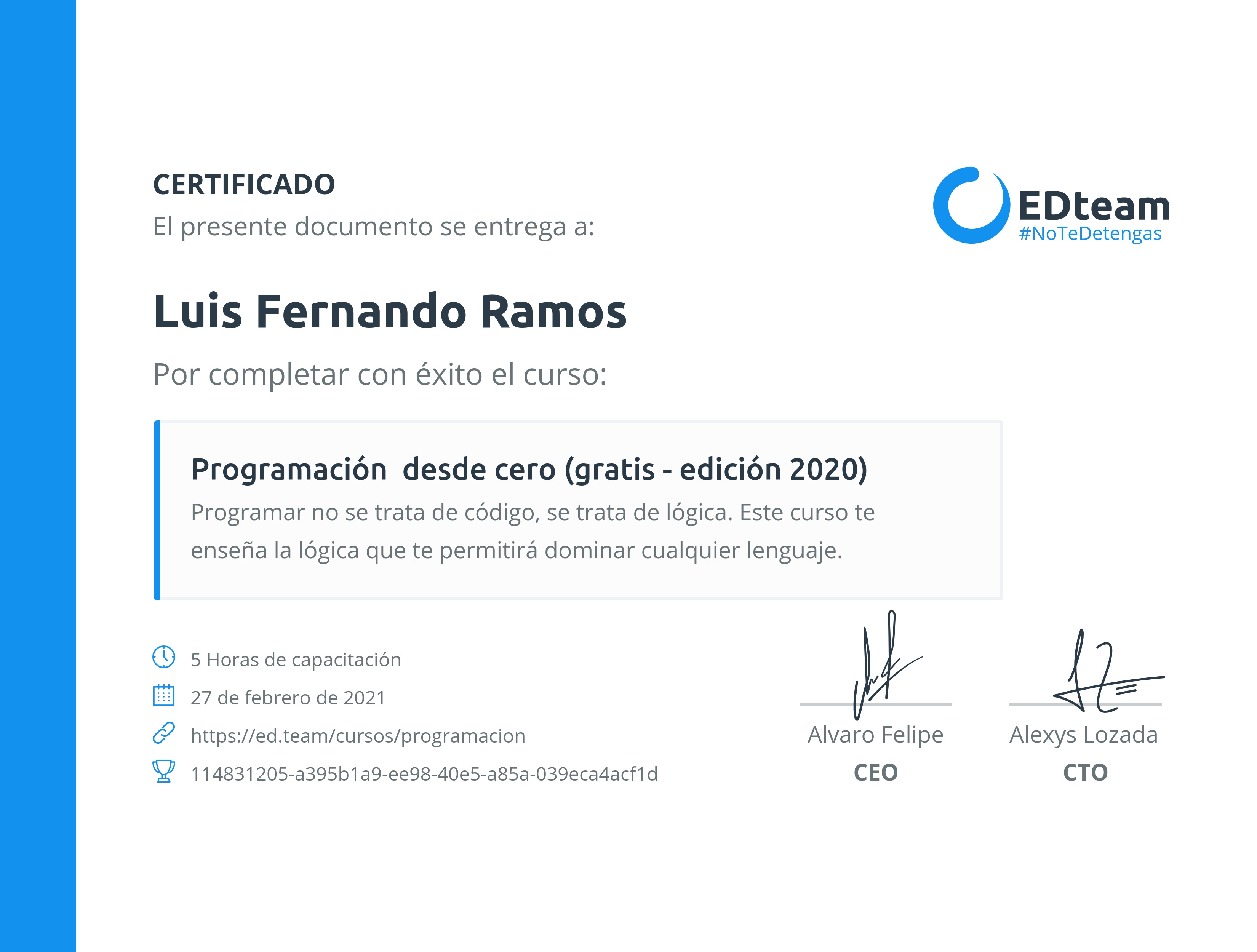 Certificado de curso