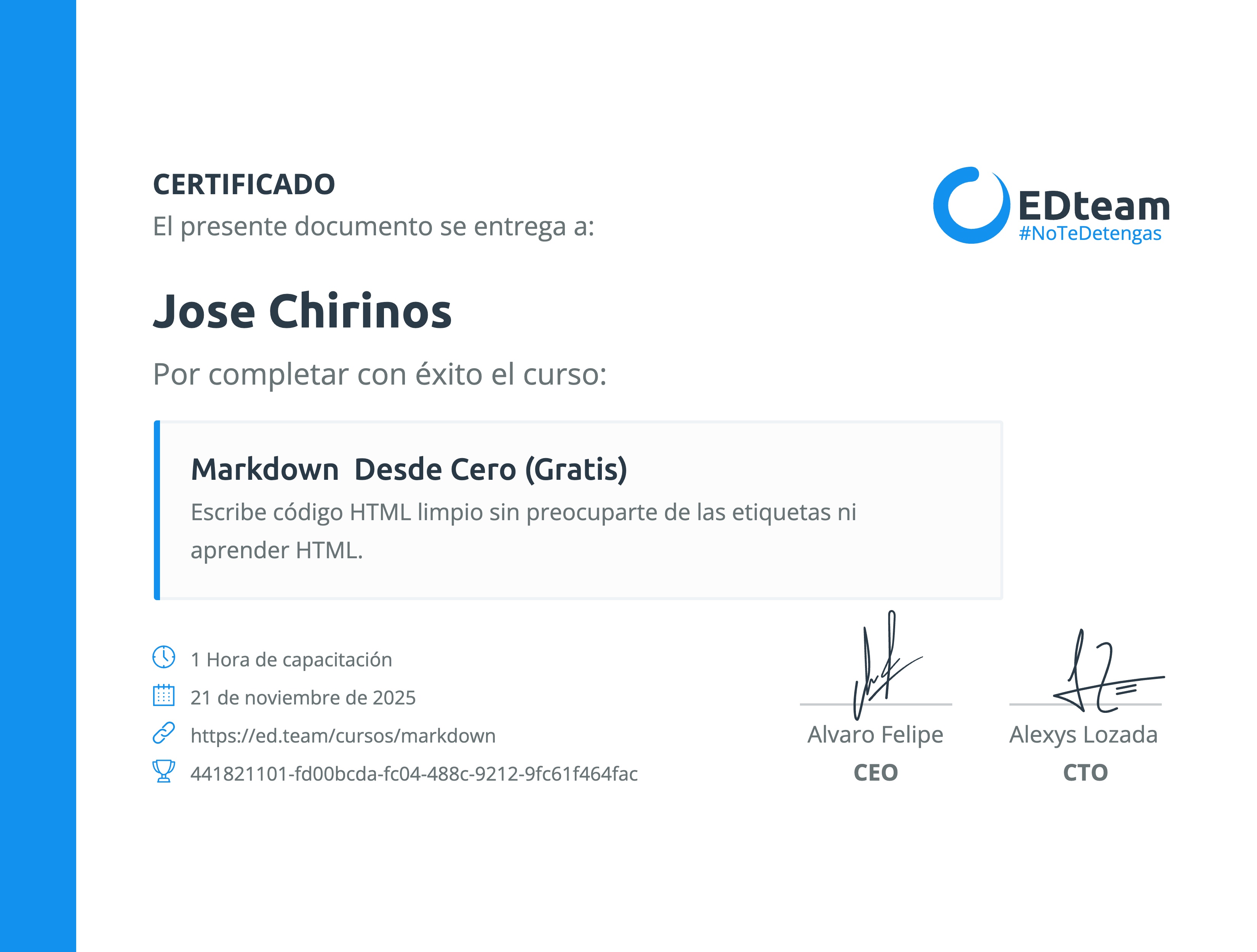 Certificado de curso