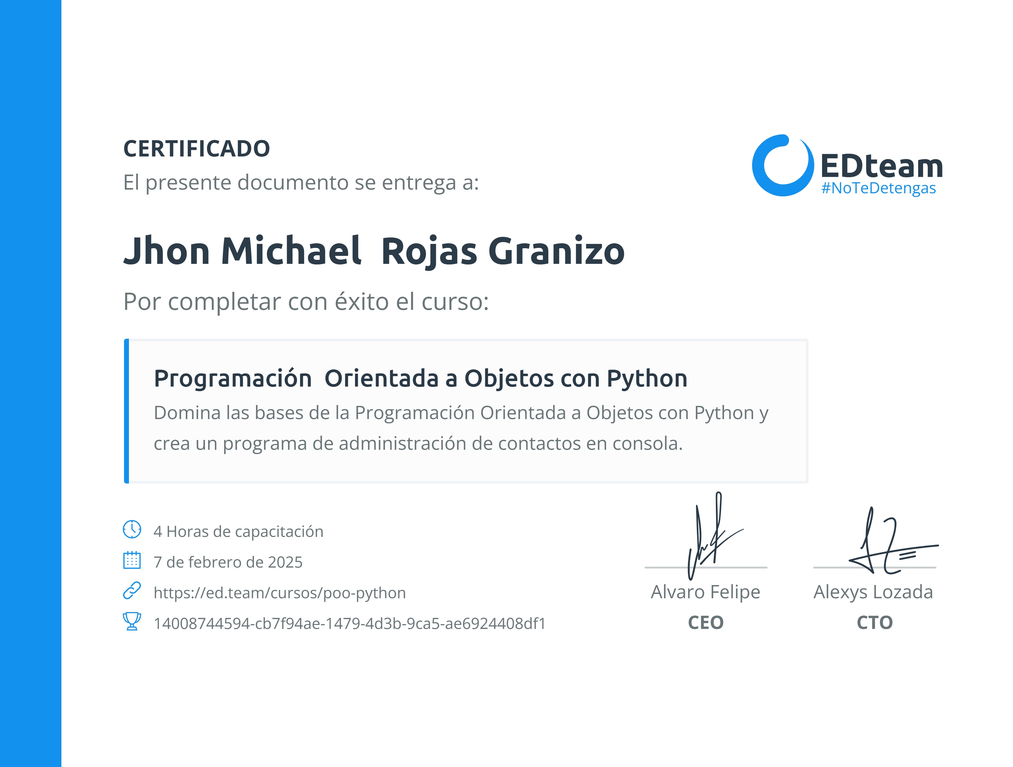 Certificado de curso