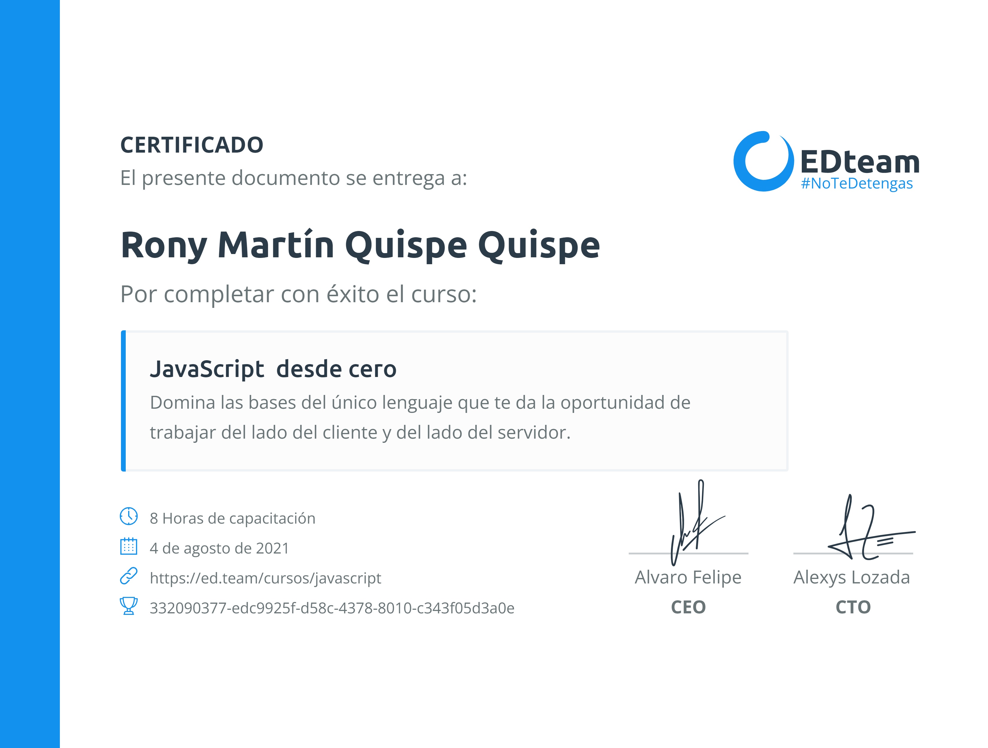 Certificado de curso